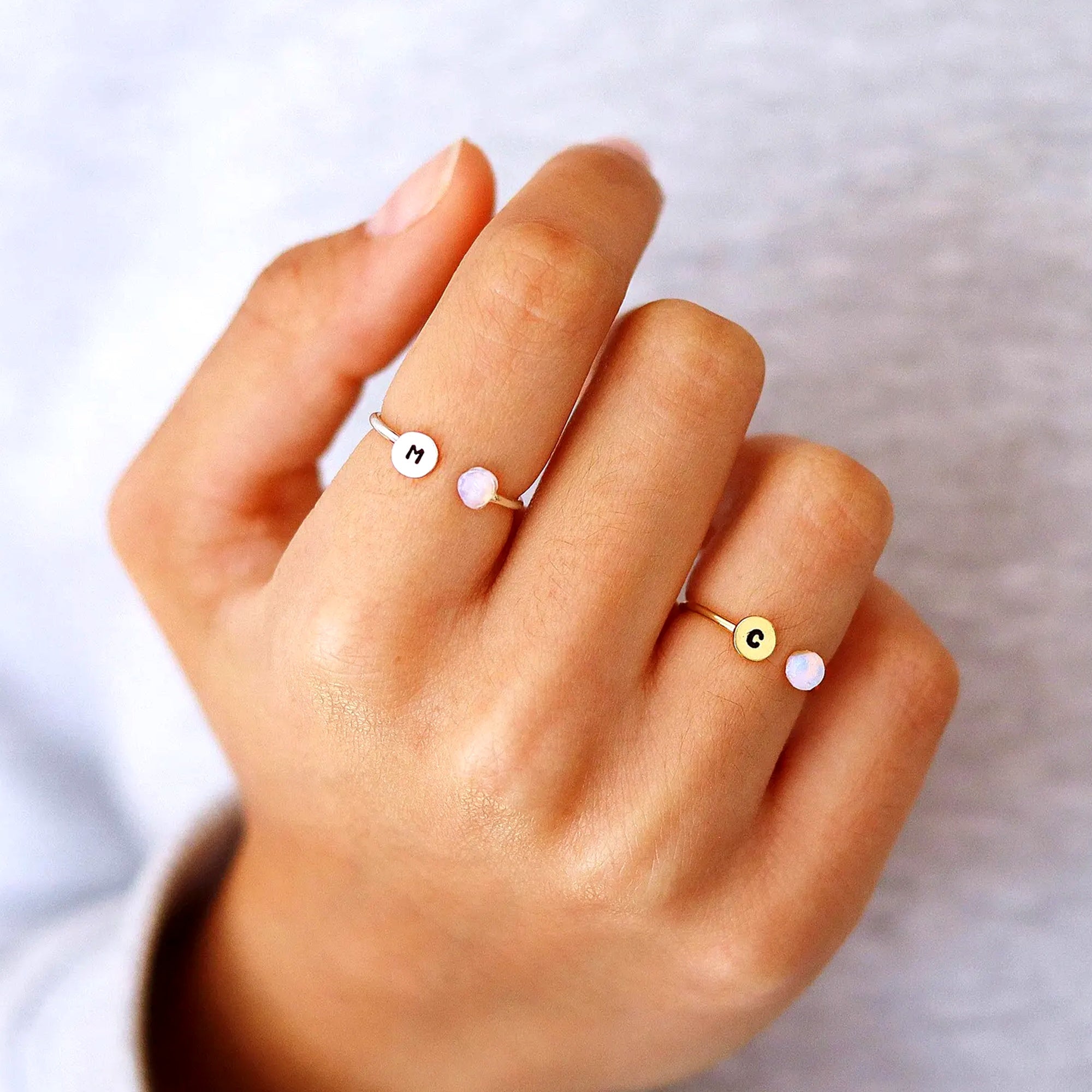 Dainty Initial Ring