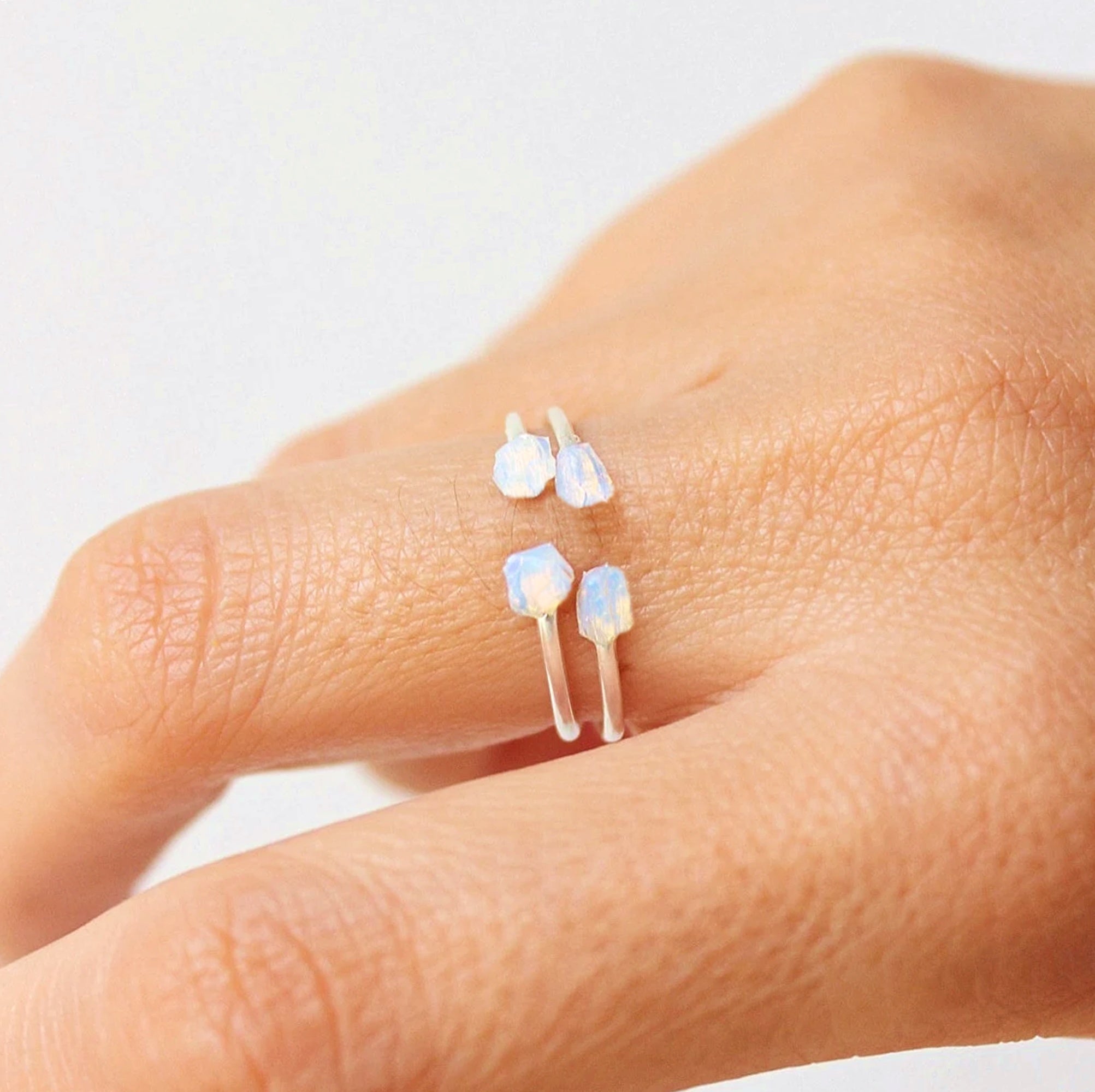 White Opal Stacker Rings 2 Set