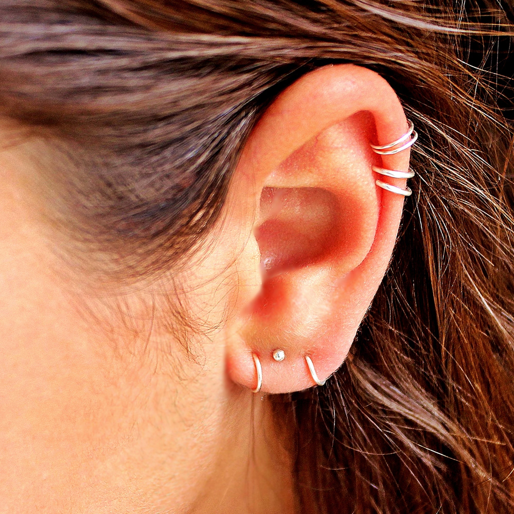 Pair of Sterling Silver Cartilage Hoops