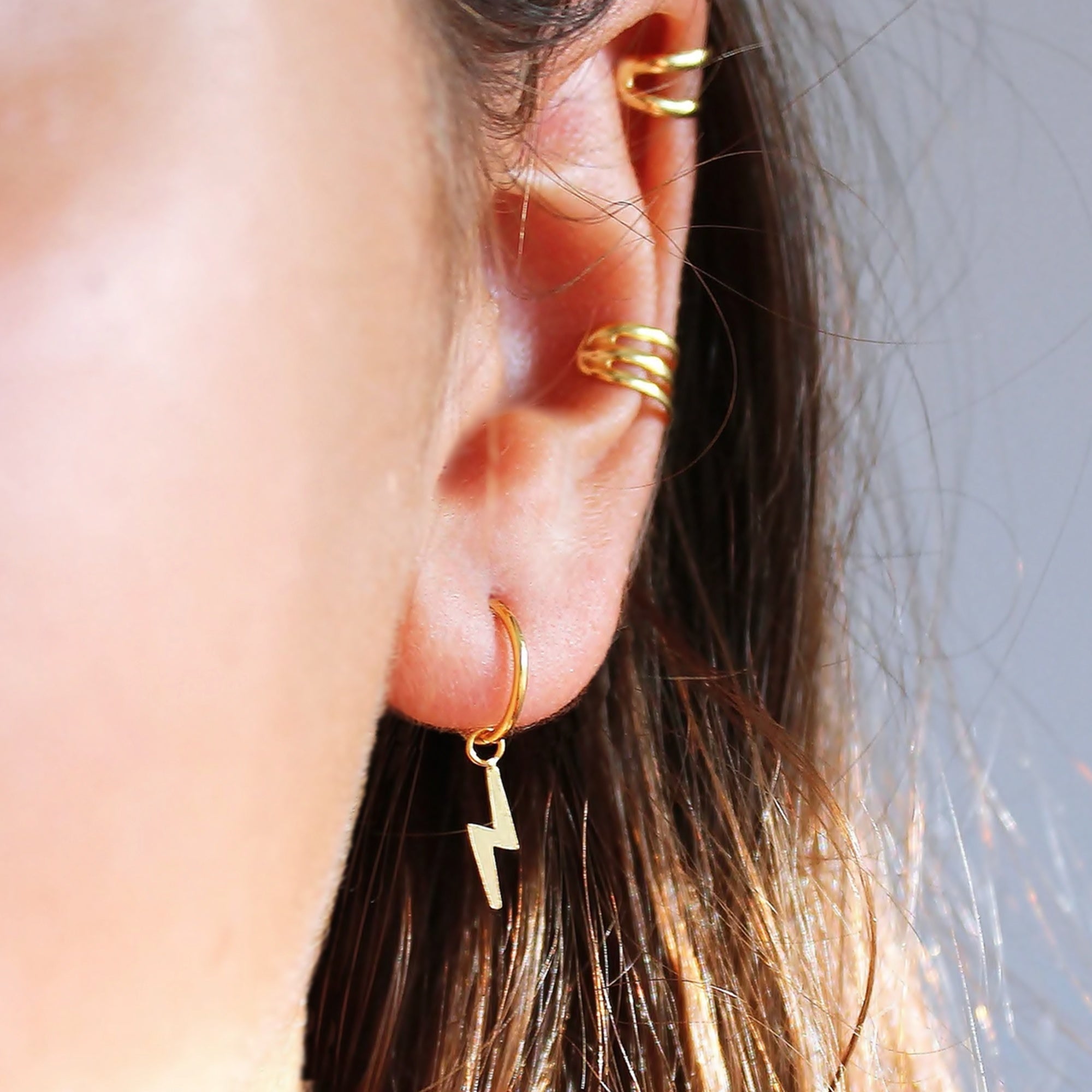 Lightning Bolt Small Hoop