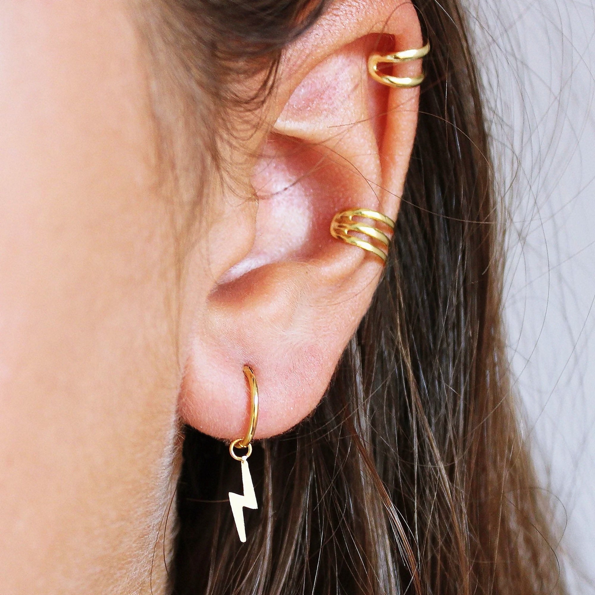 Lightning Bolt Small Hoop