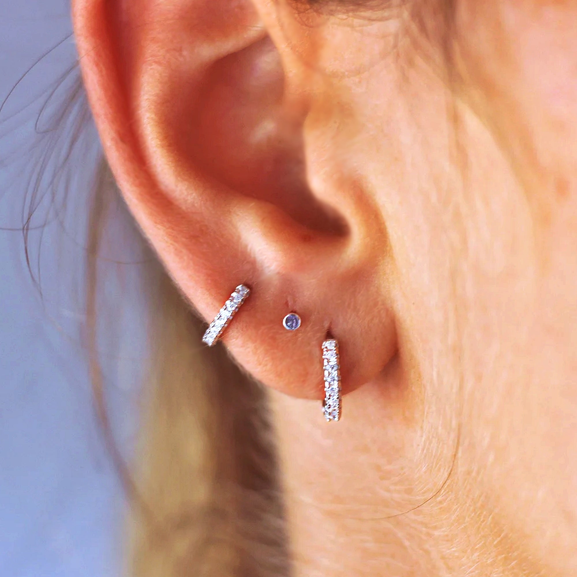 Dainty CZ Huggie - Helix, Tragus; Lobe.