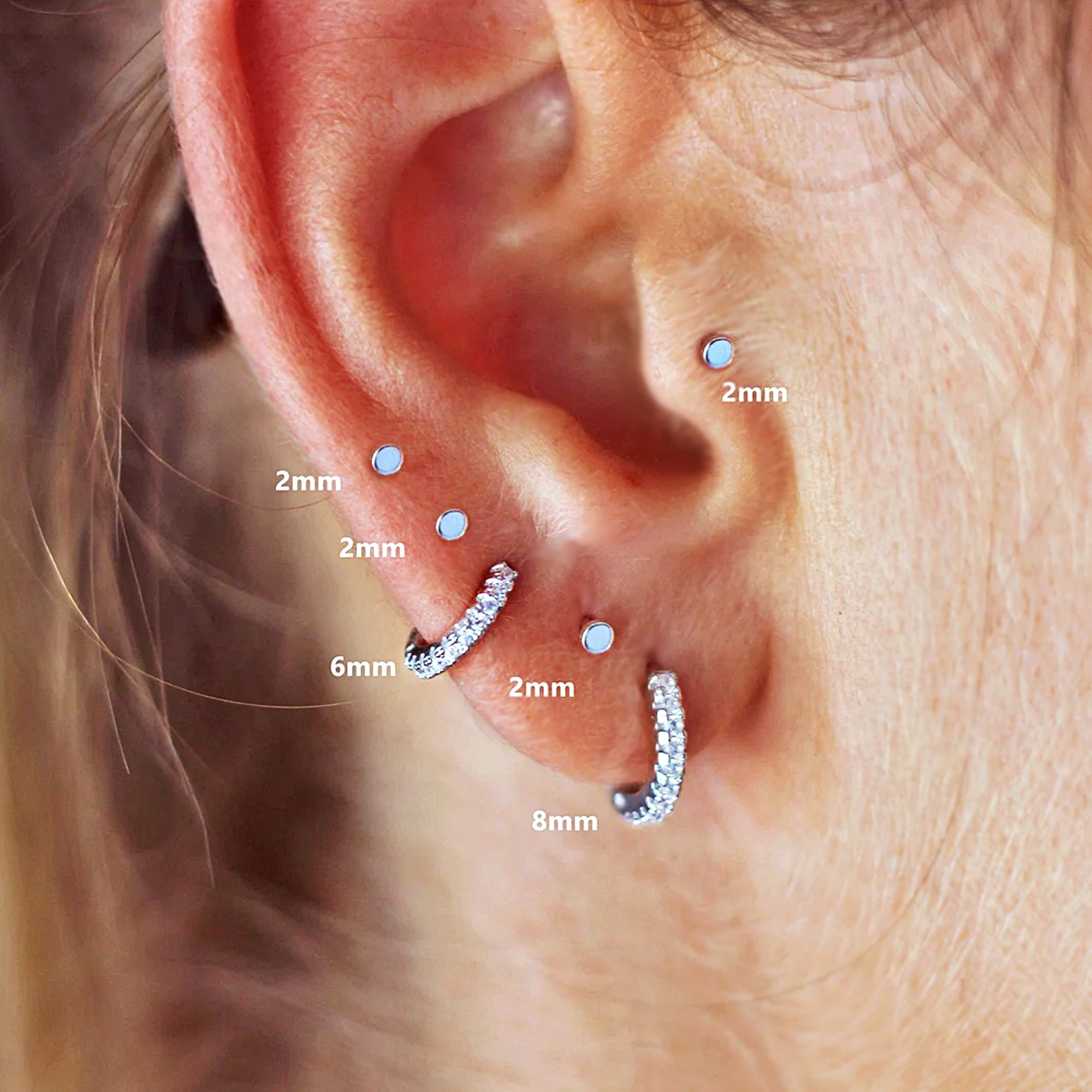 Dainty CZ Huggie - Helix, Tragus; Lobe.
