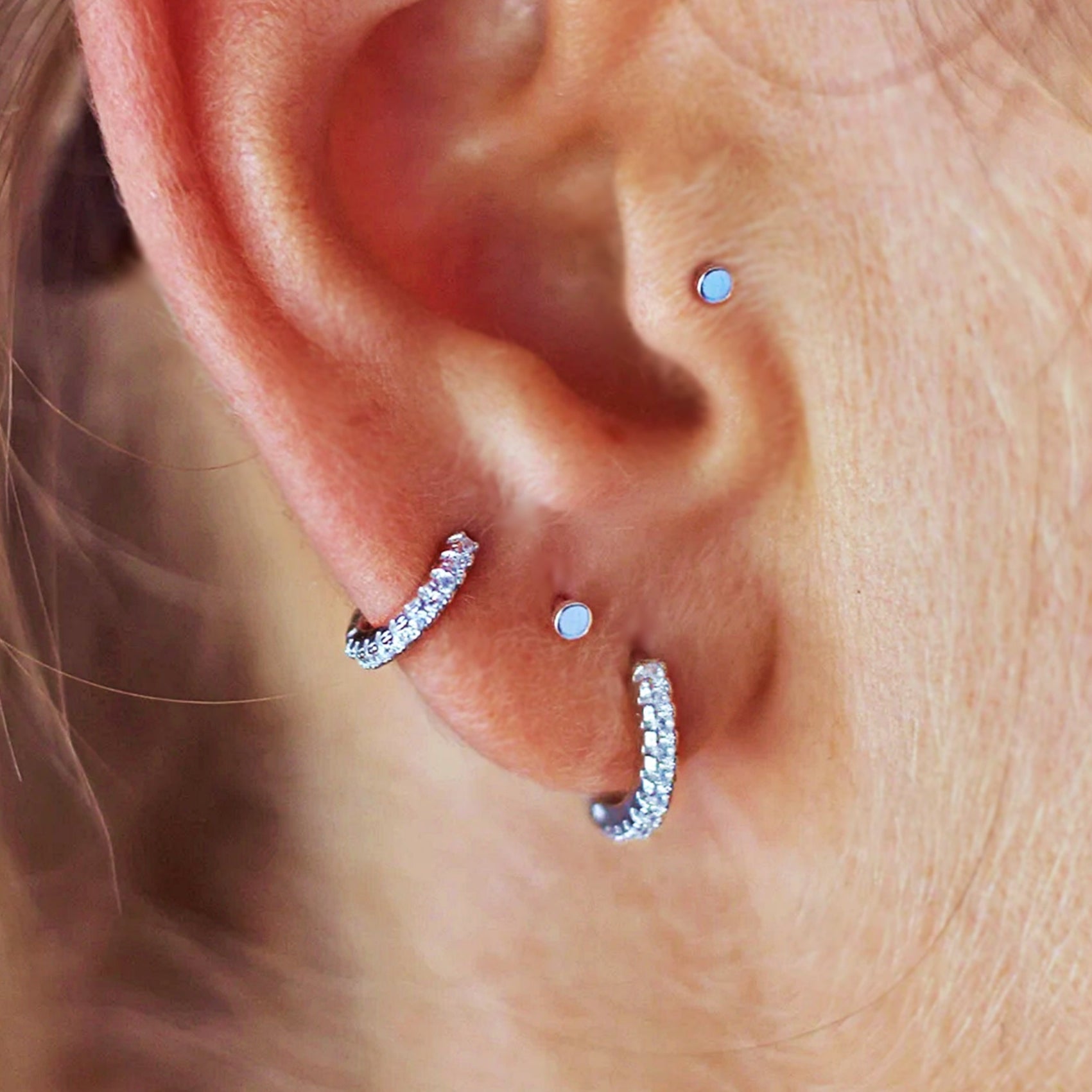 Dainty CZ Huggie - Helix, Tragus; Lobe.