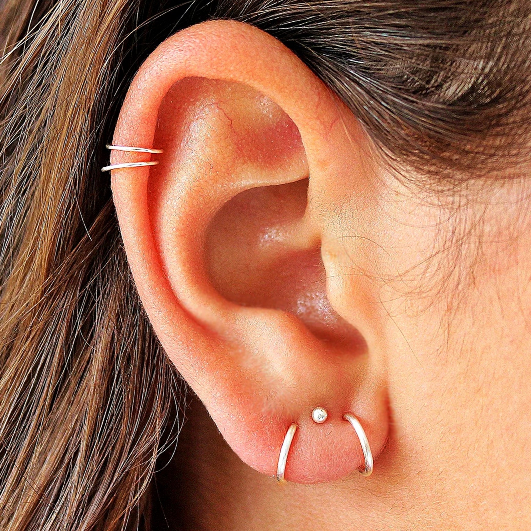 Cartilage Piercing Sterling Silver Cartilage Hoop Pair Of Sterling