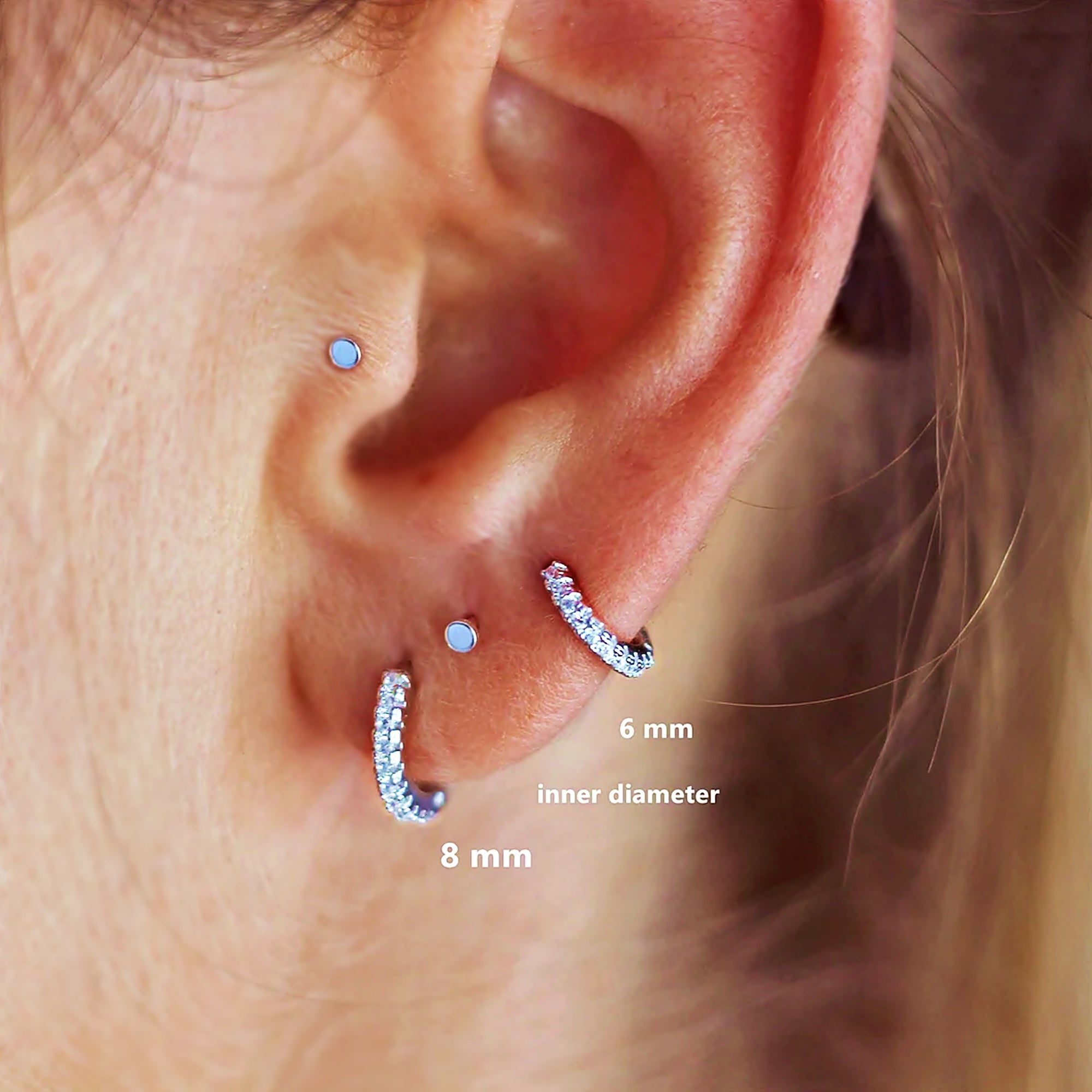 Dainty CZ Huggie - Helix, Tragus; Lobe.