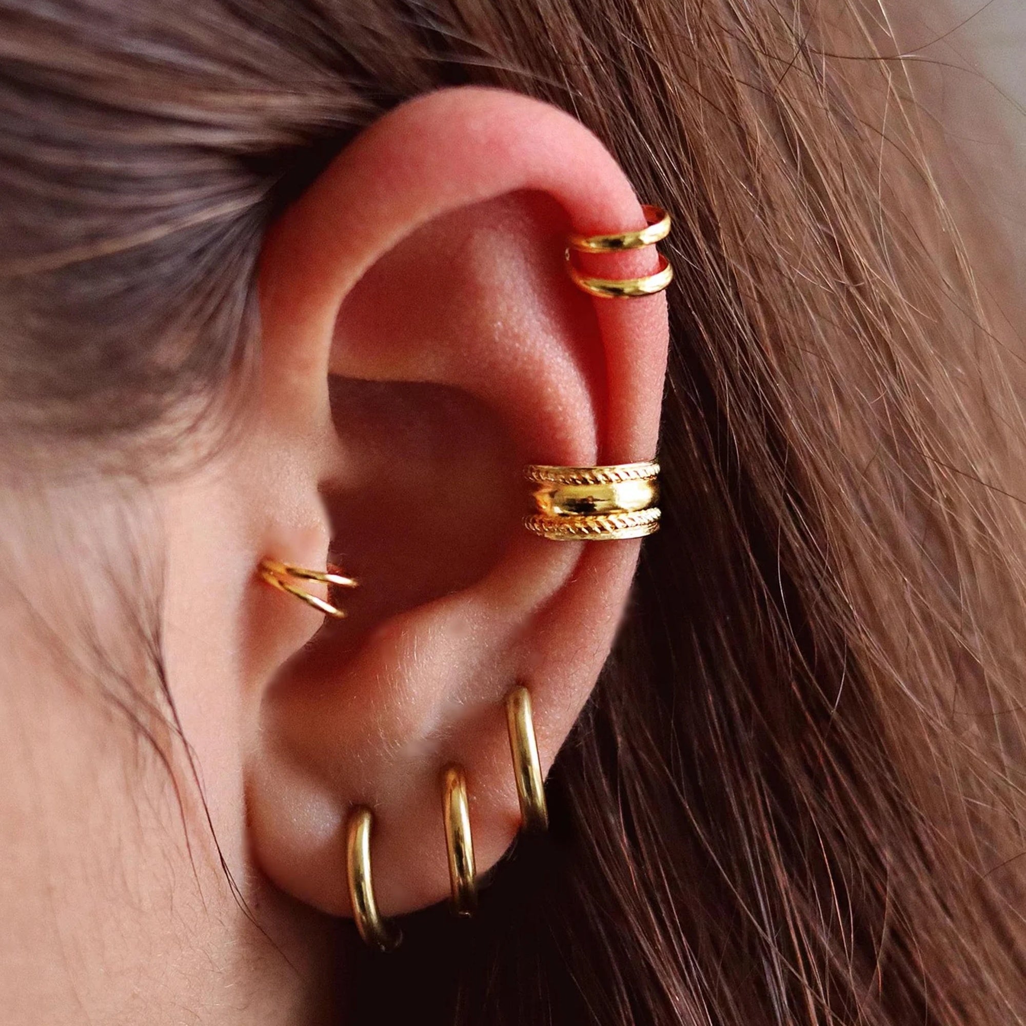 Ann Ear Cuff – Piercing Stud – Polished Surface