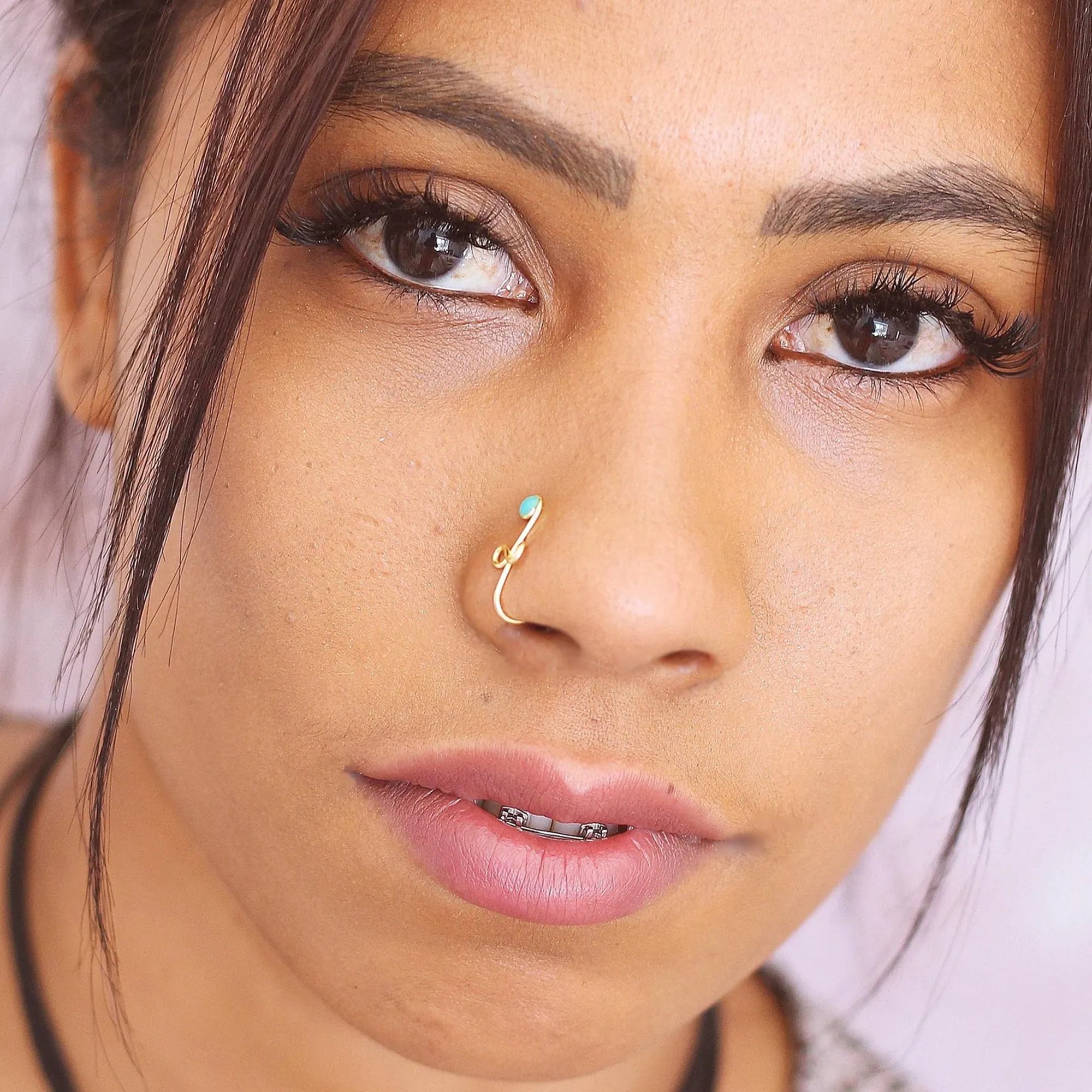 Turquoise Nose Cuff – Piercing Stud – Gold Plated Surface