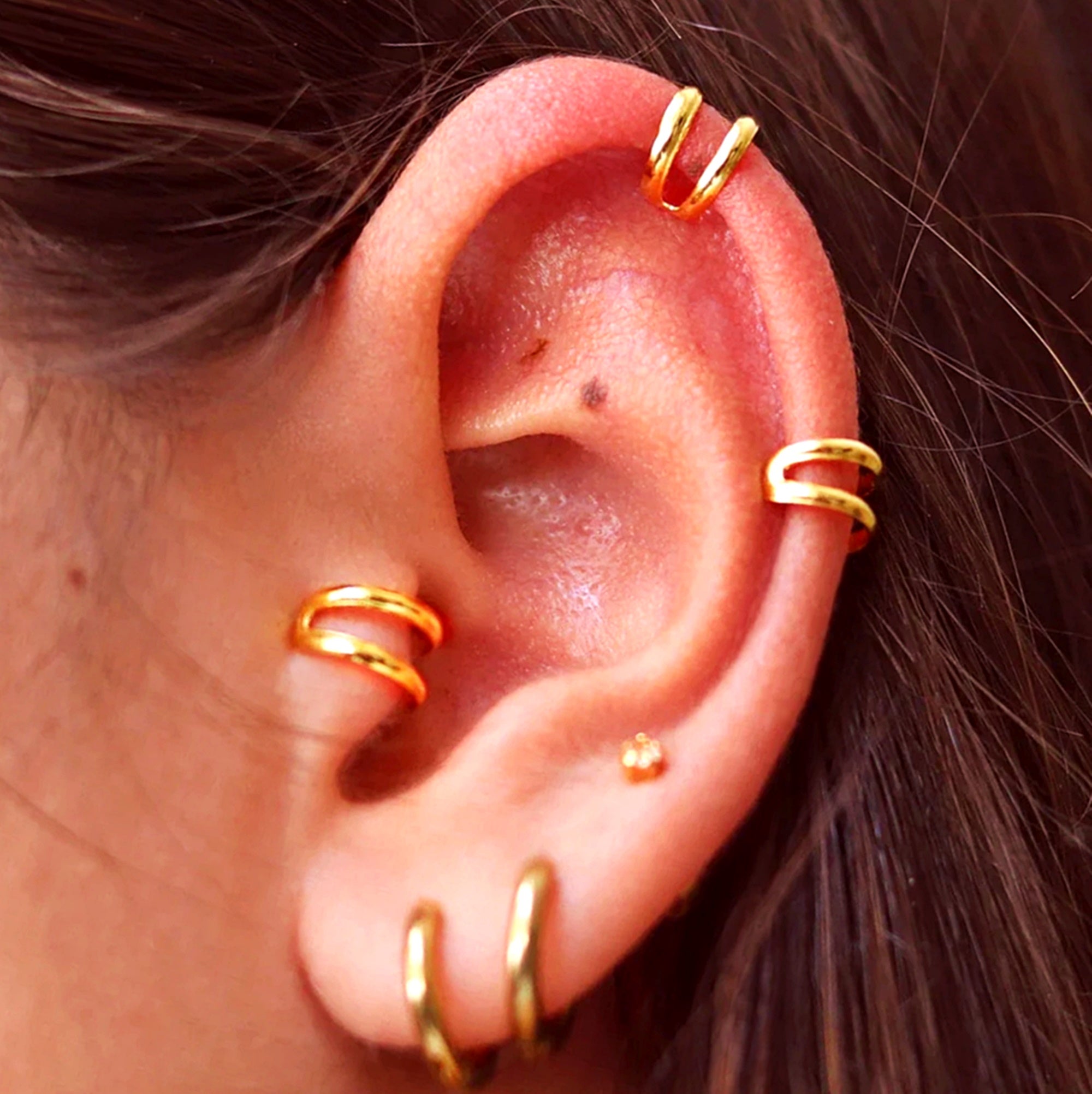 Multiple Helix Piercings Double Hoop Helix Cuff