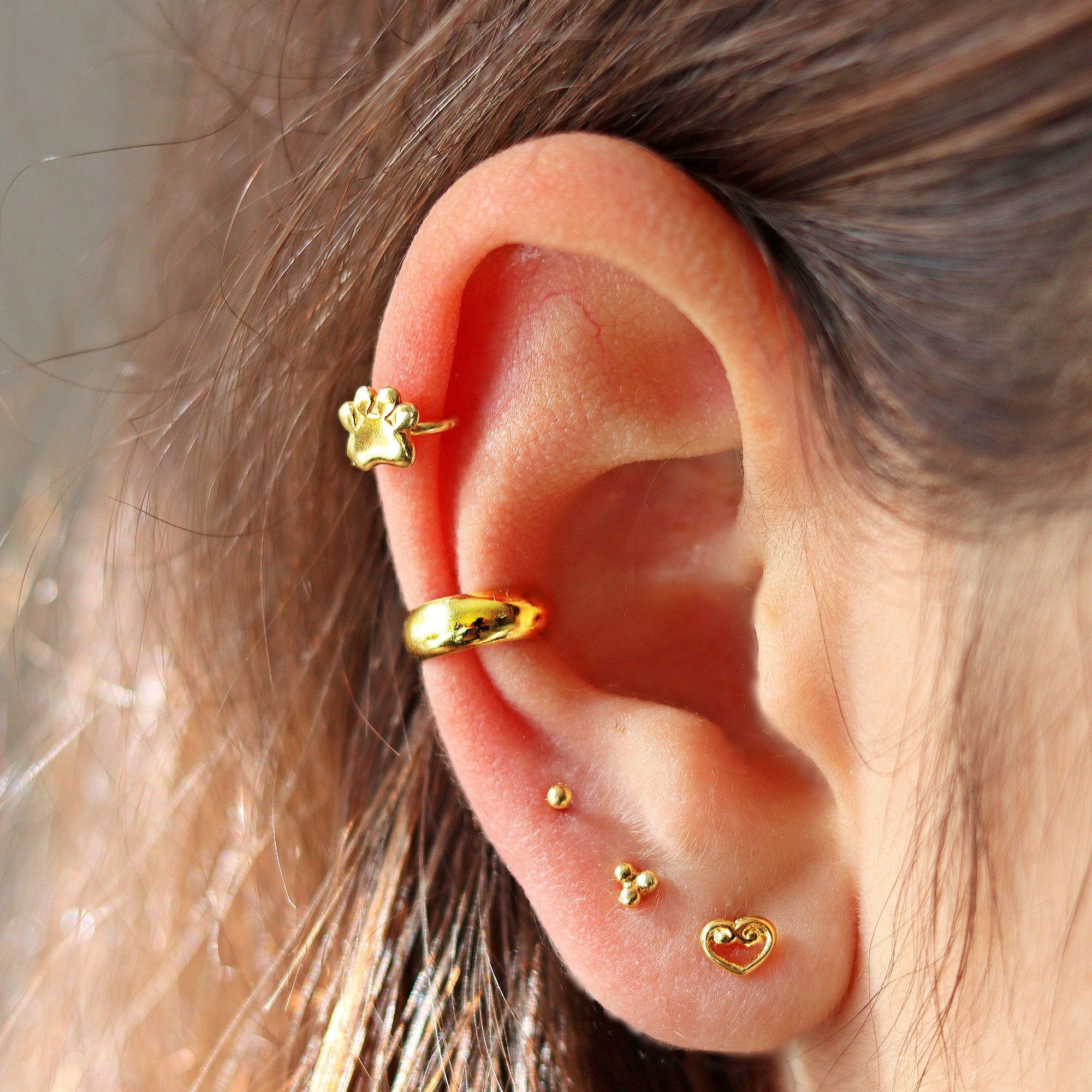 Paw Print Helix Earring, Helix Piercing