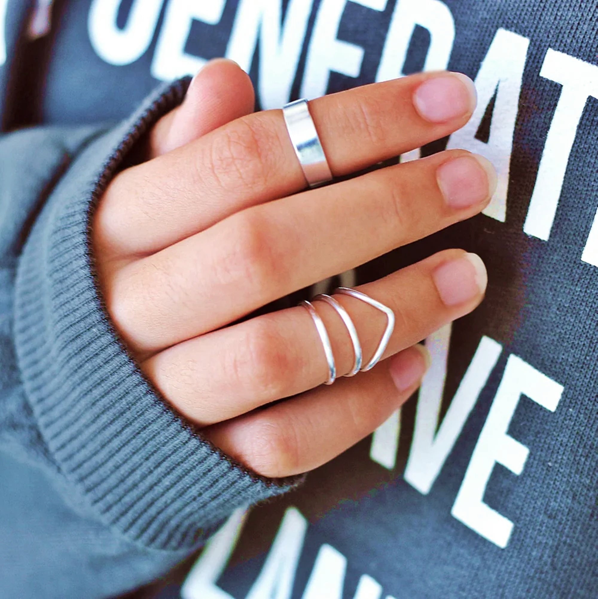 Midi Rings Finger Ring Set Four Finger Ring Set Store