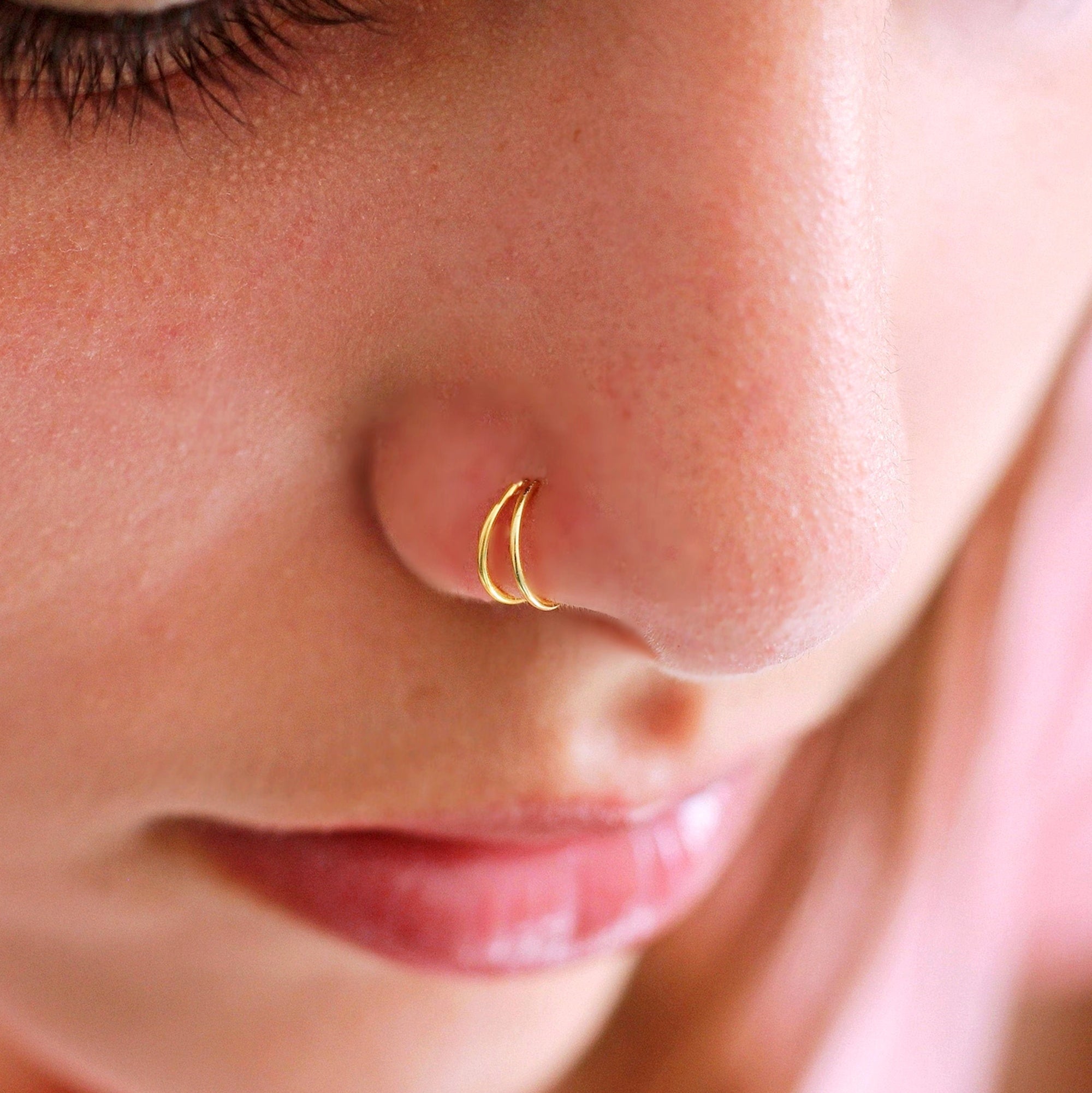 Double Hoop Nose Ring 14k Gold