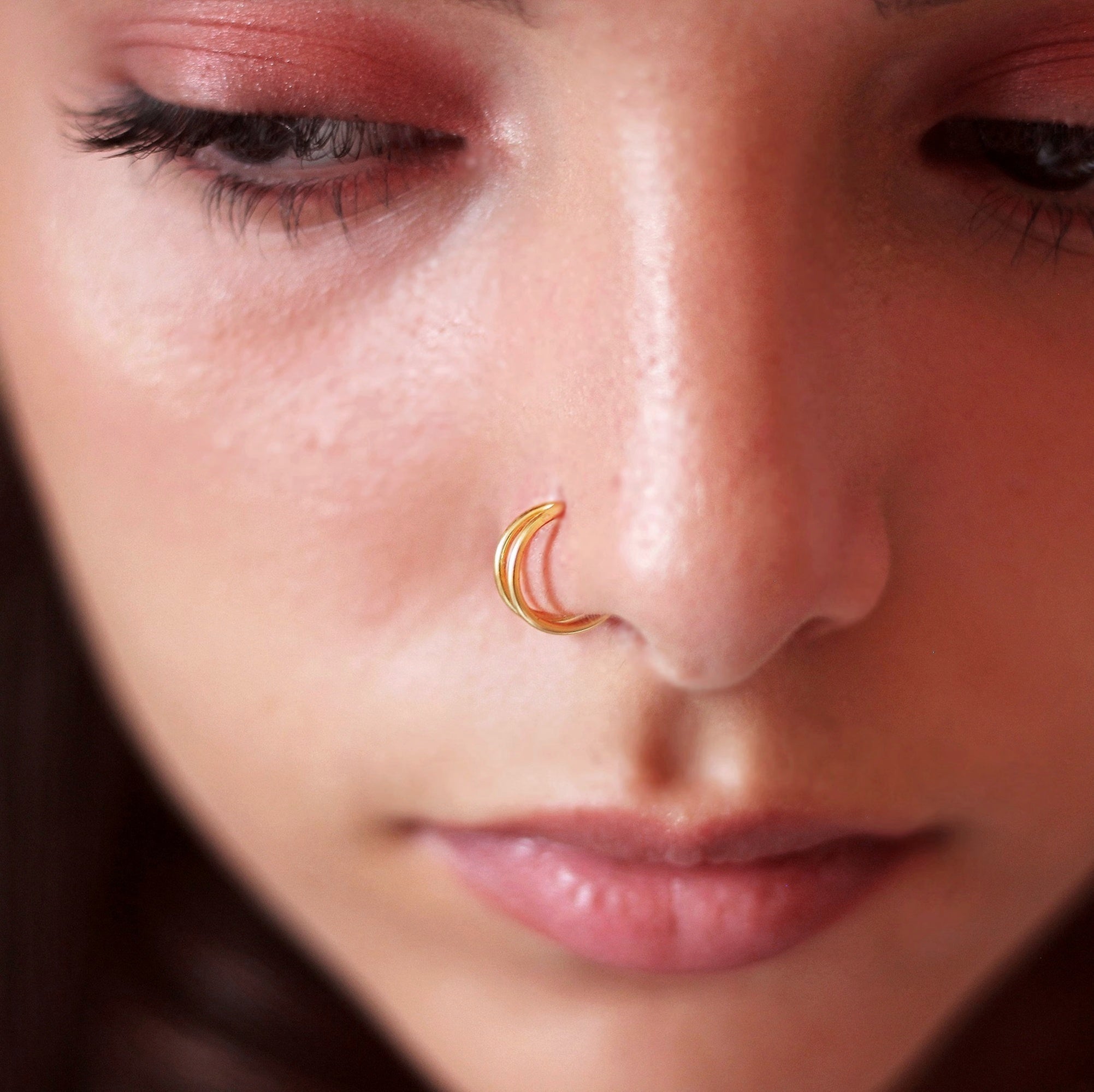 Double Nose Ring Hoop, Sterling Silver Nose Ring