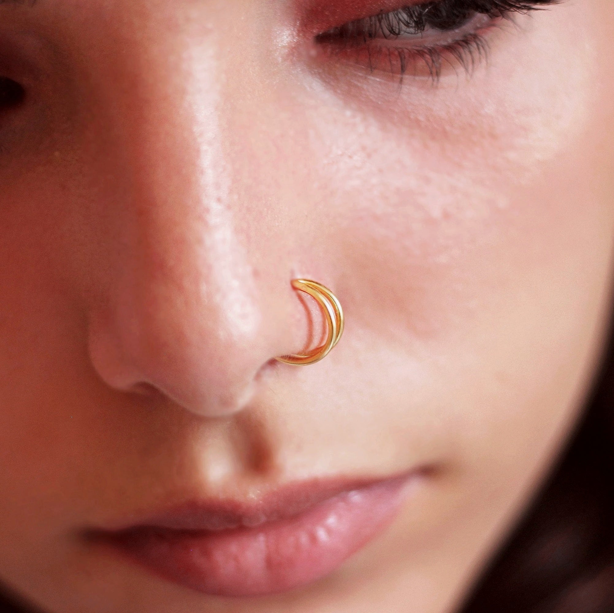 Double Hoop Nose Ring 14k Gold