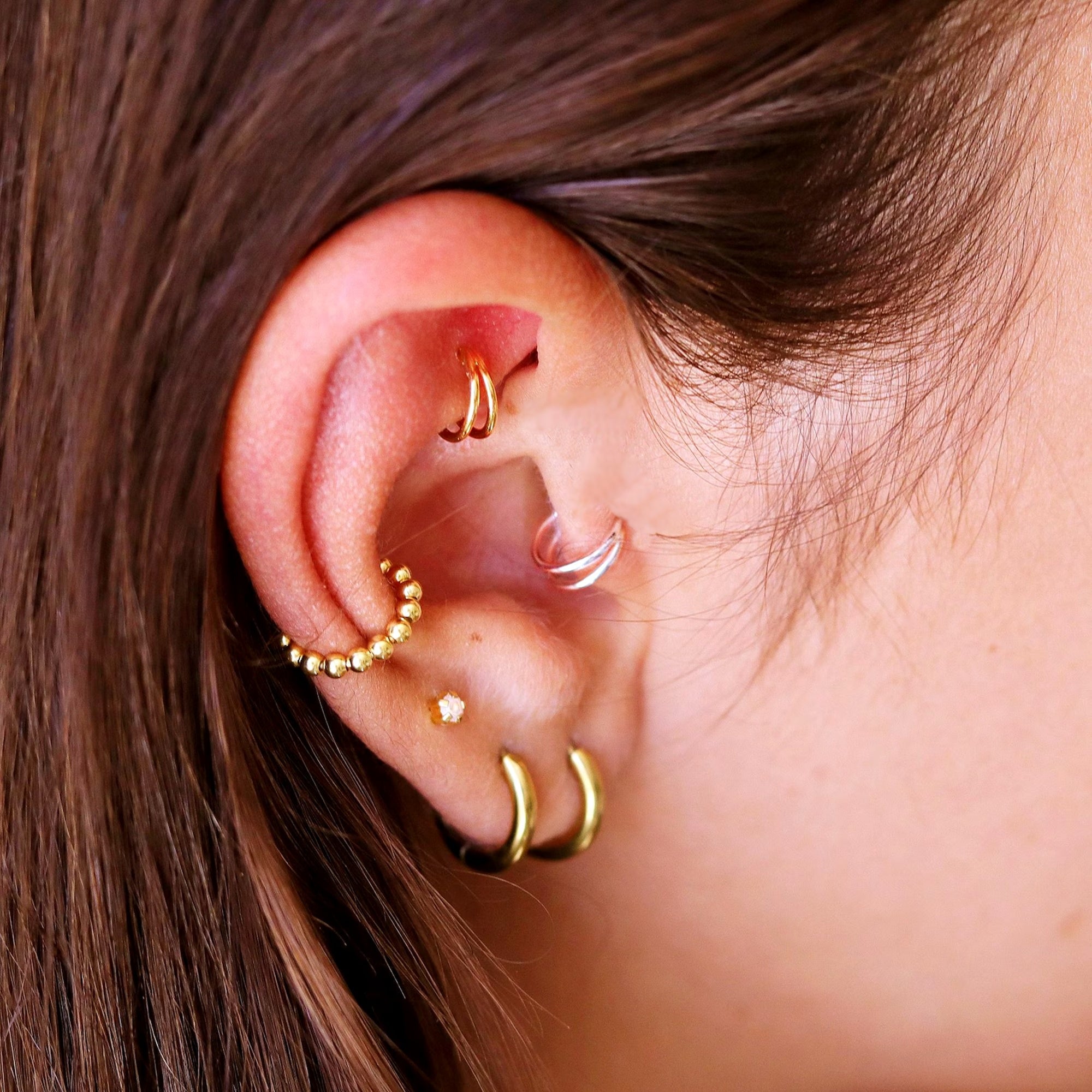 Double Hoop Tragus Earring