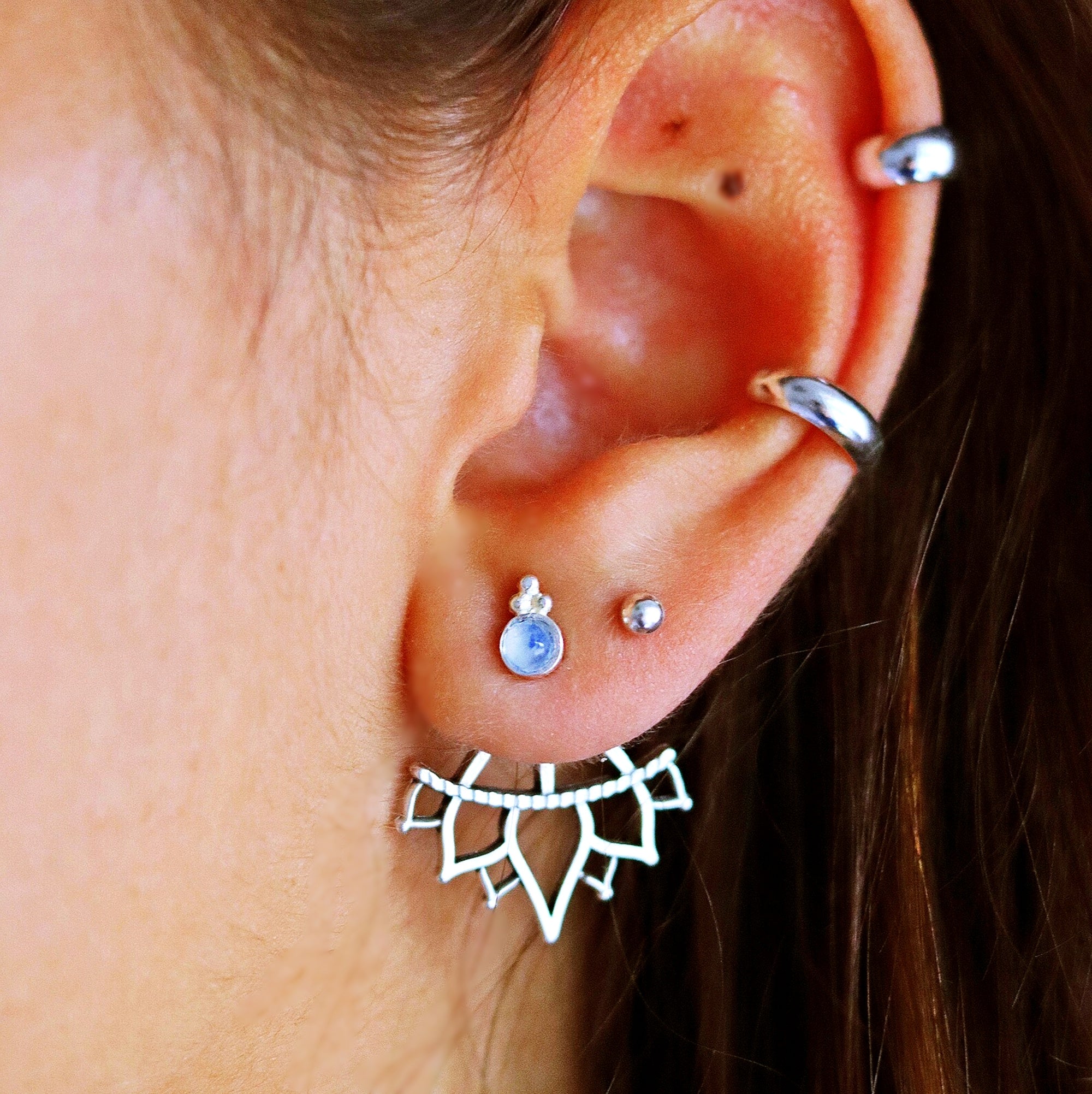 Rainbow Moonstone Earrings - LOTUS MOONSTONE
