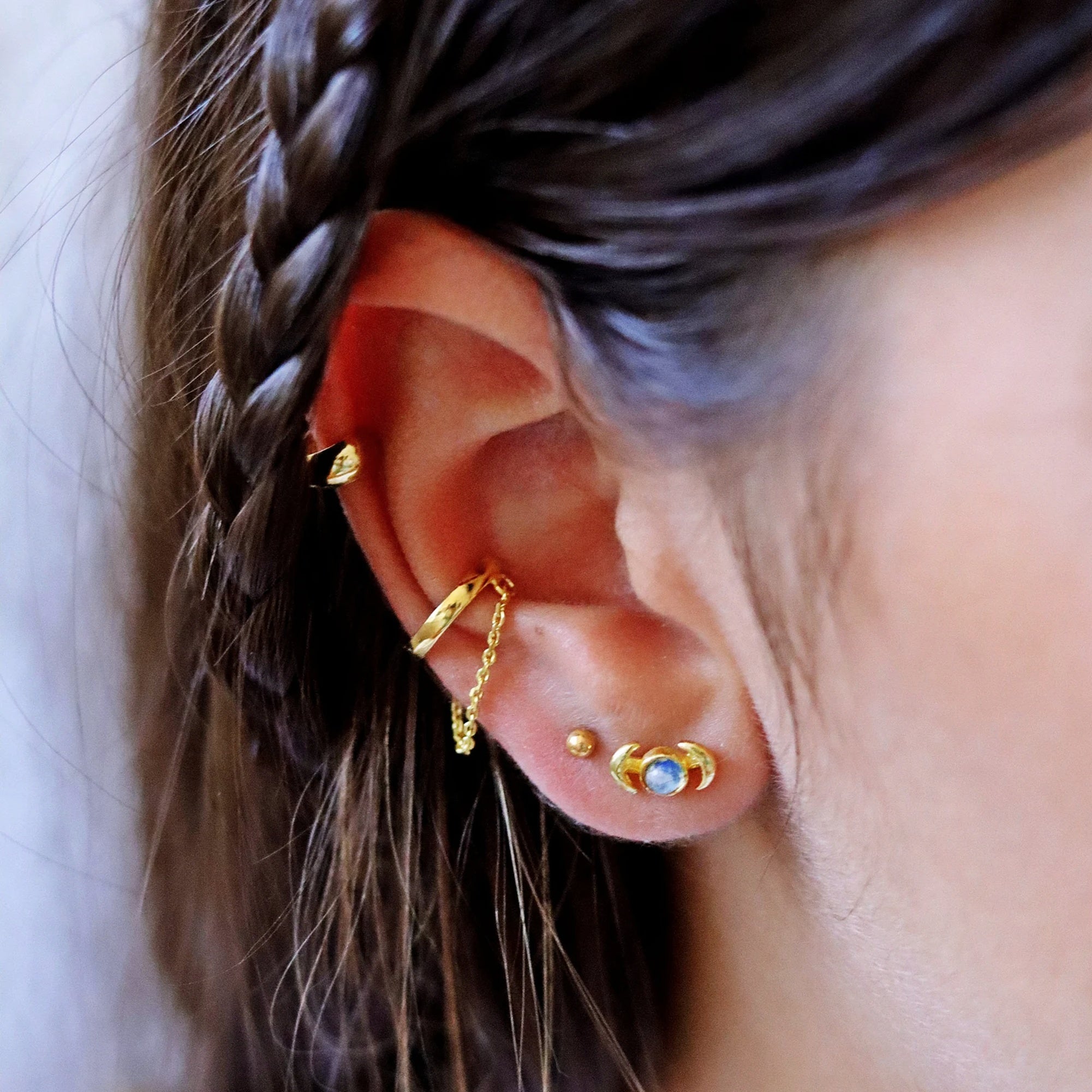 Moonstone Earrings – Stud Earrings – Polished Surface