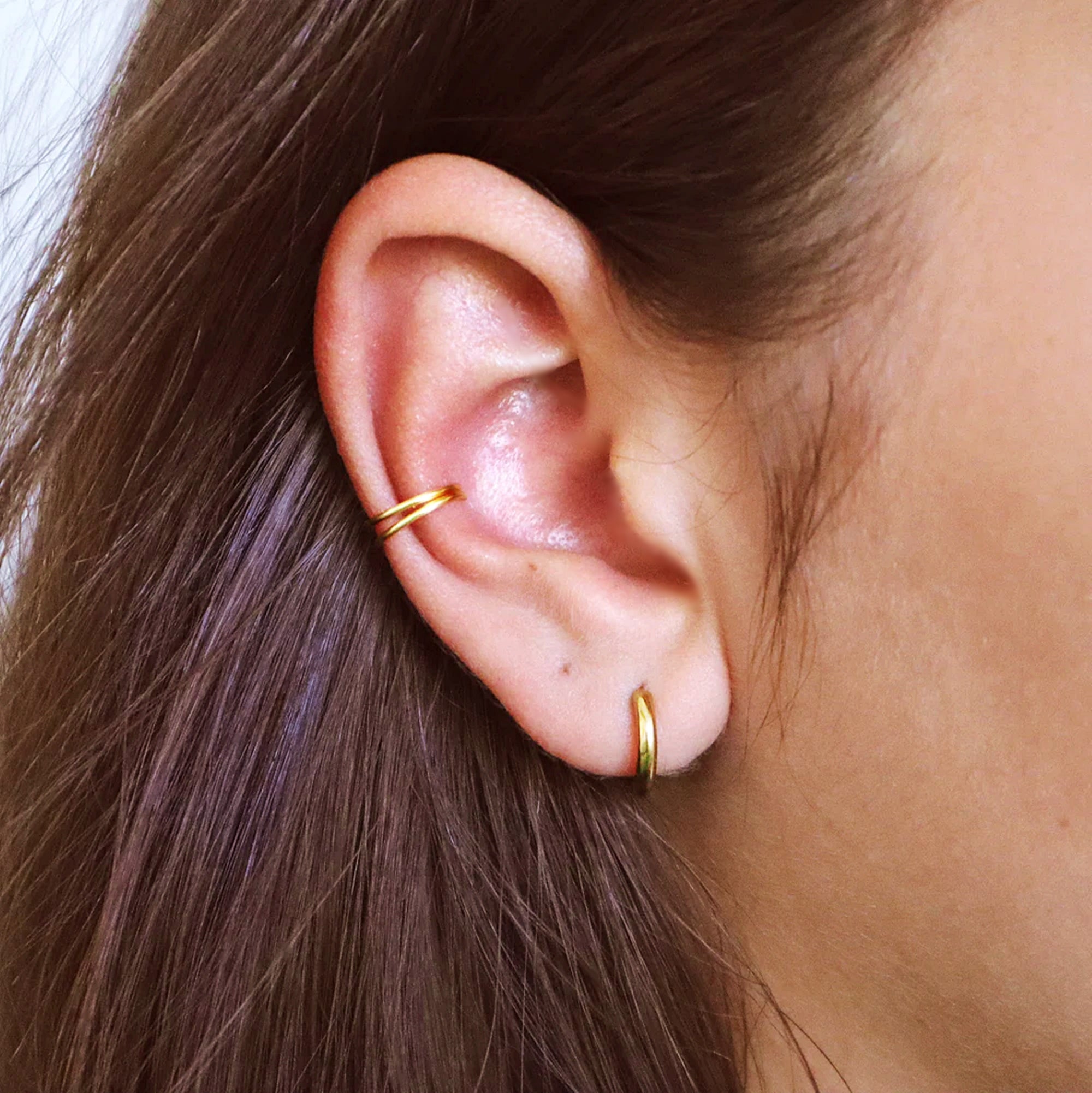 Double Hoop Conch Earring Gold - TinyBox Jewelry