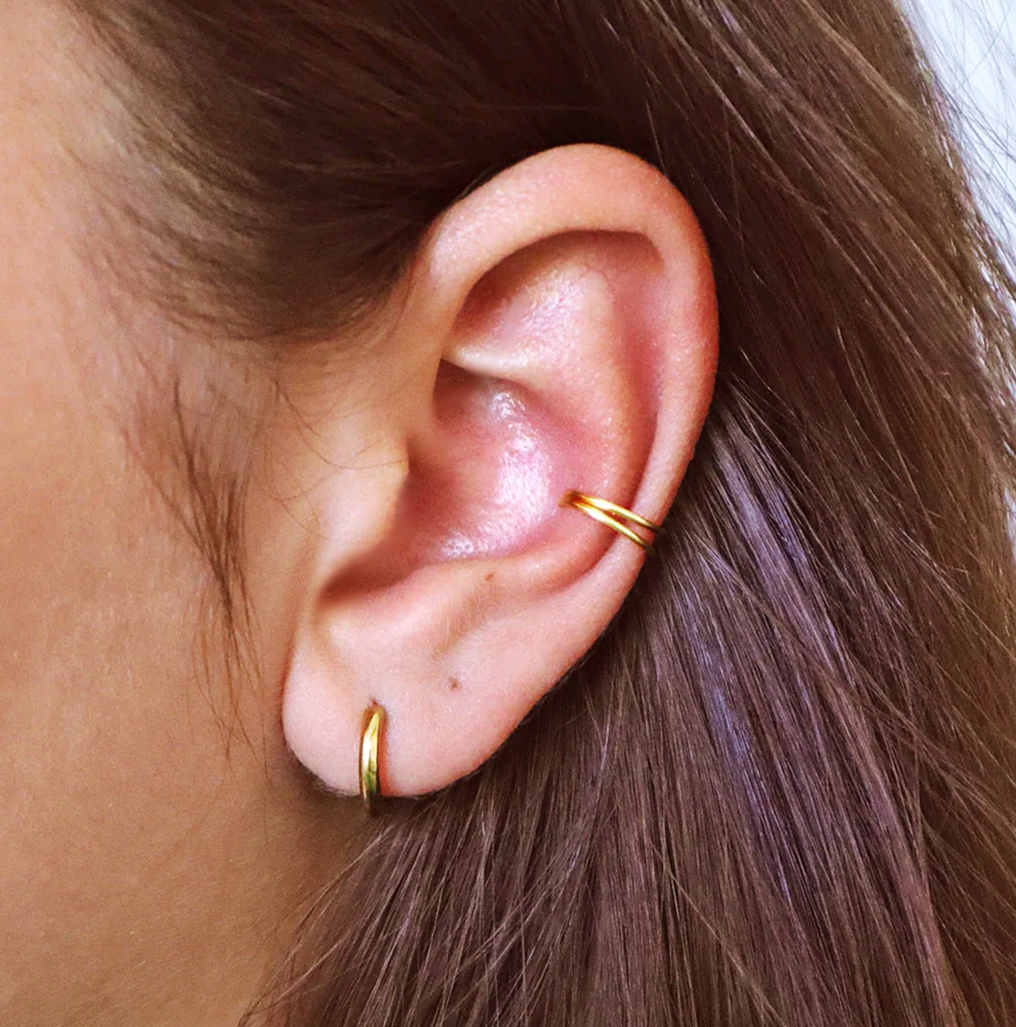 Double Hoop Conch Earring Gold - TinyBox Jewelry