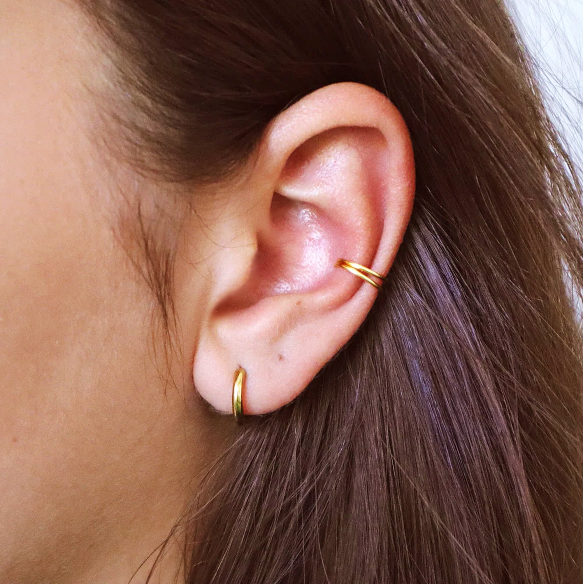 Double Hoop Conch Earring Gold - TinyBox Jewelry