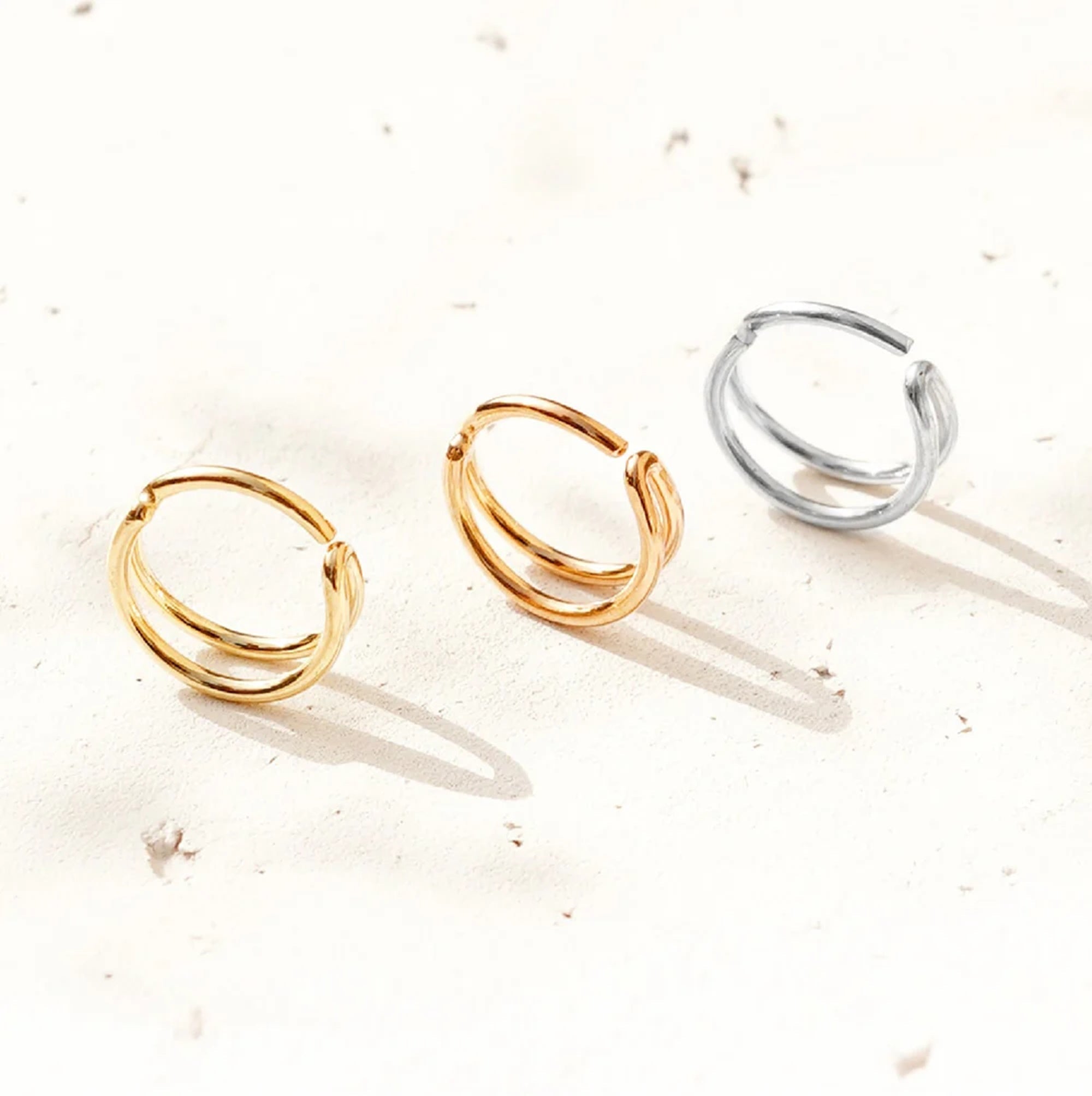Double Hoop Helix Earring Gold - TinyBox Jewelry