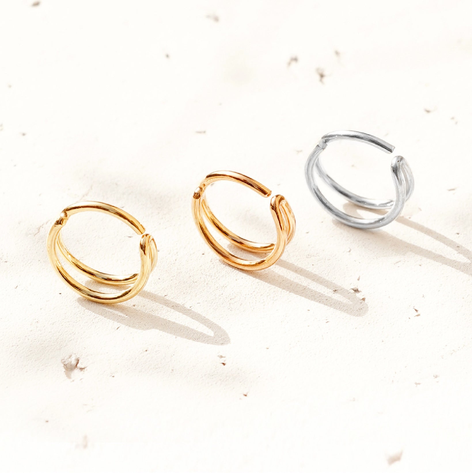 Double Nose Ring Hoop, Rose Gold Nose Ring - TinyBox Jewelry
