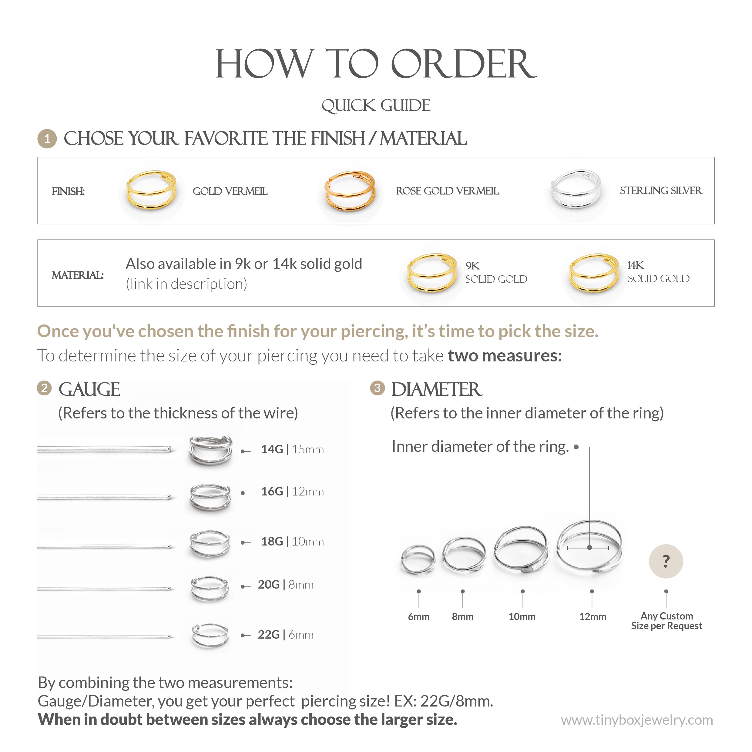 Double Nose Ring Hoop, Sterling Silver Nose Ring - TinyBox Jewelry