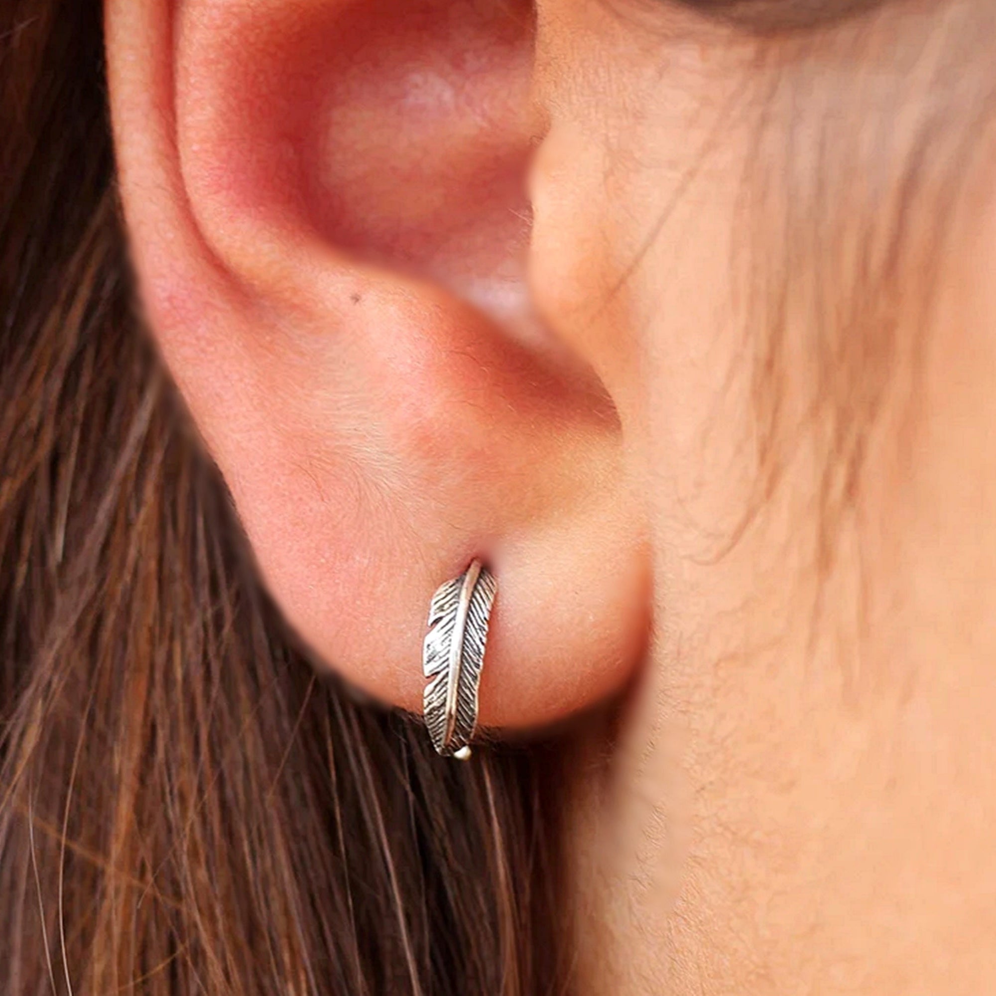 Feather Huggie Earrings - One Pair - TinyBox Jewelry