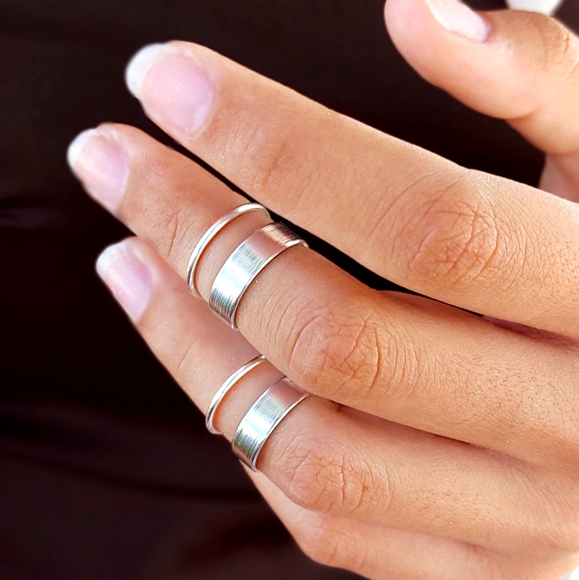Midi Stacker Rings 4 Set Silver - TinyBox Jewelry