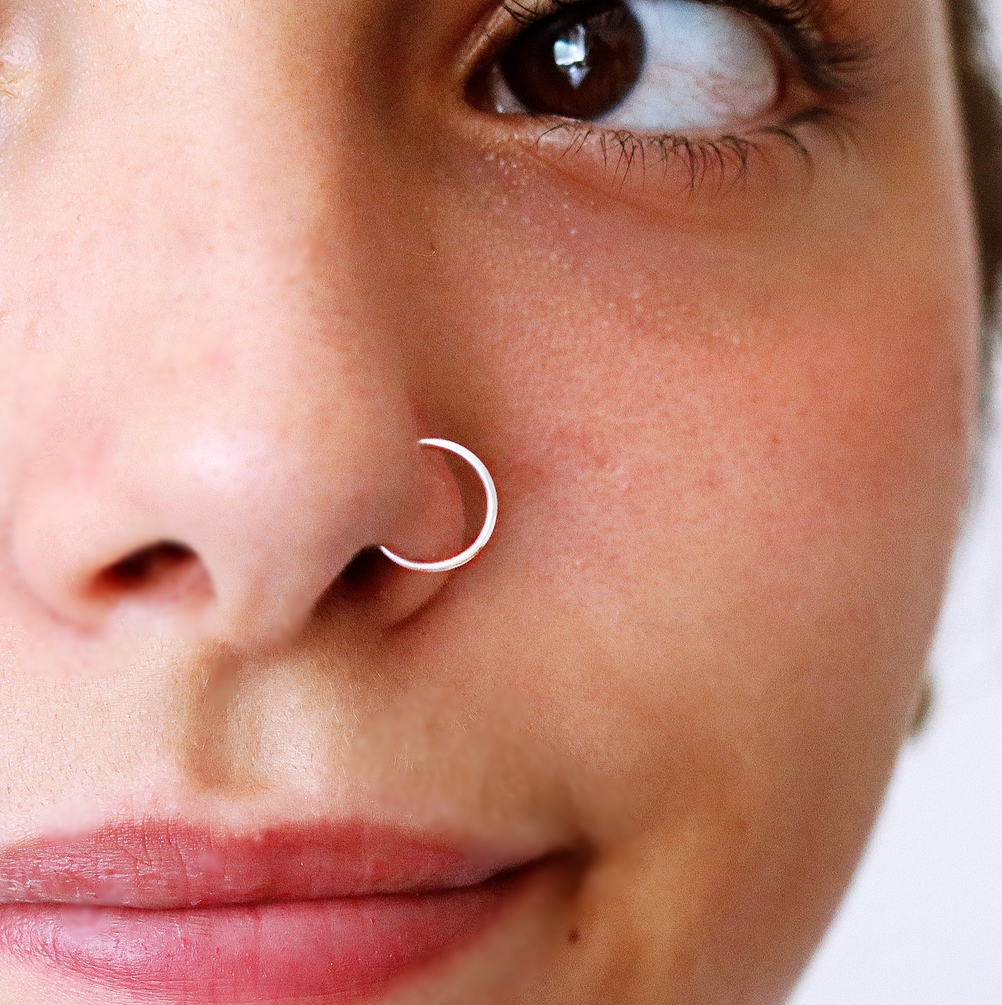 Single Hoop Nose Ring - Gold Vermeil - TinyBox Jewelry