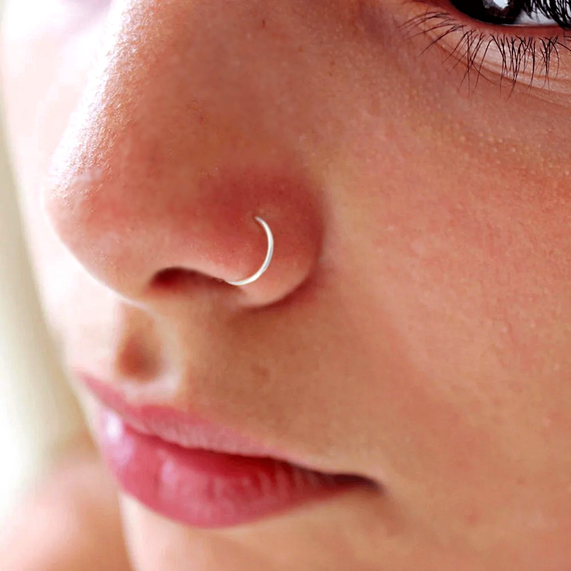 Single Hoop Nose Ring - Gold Vermeil - TinyBox Jewelry