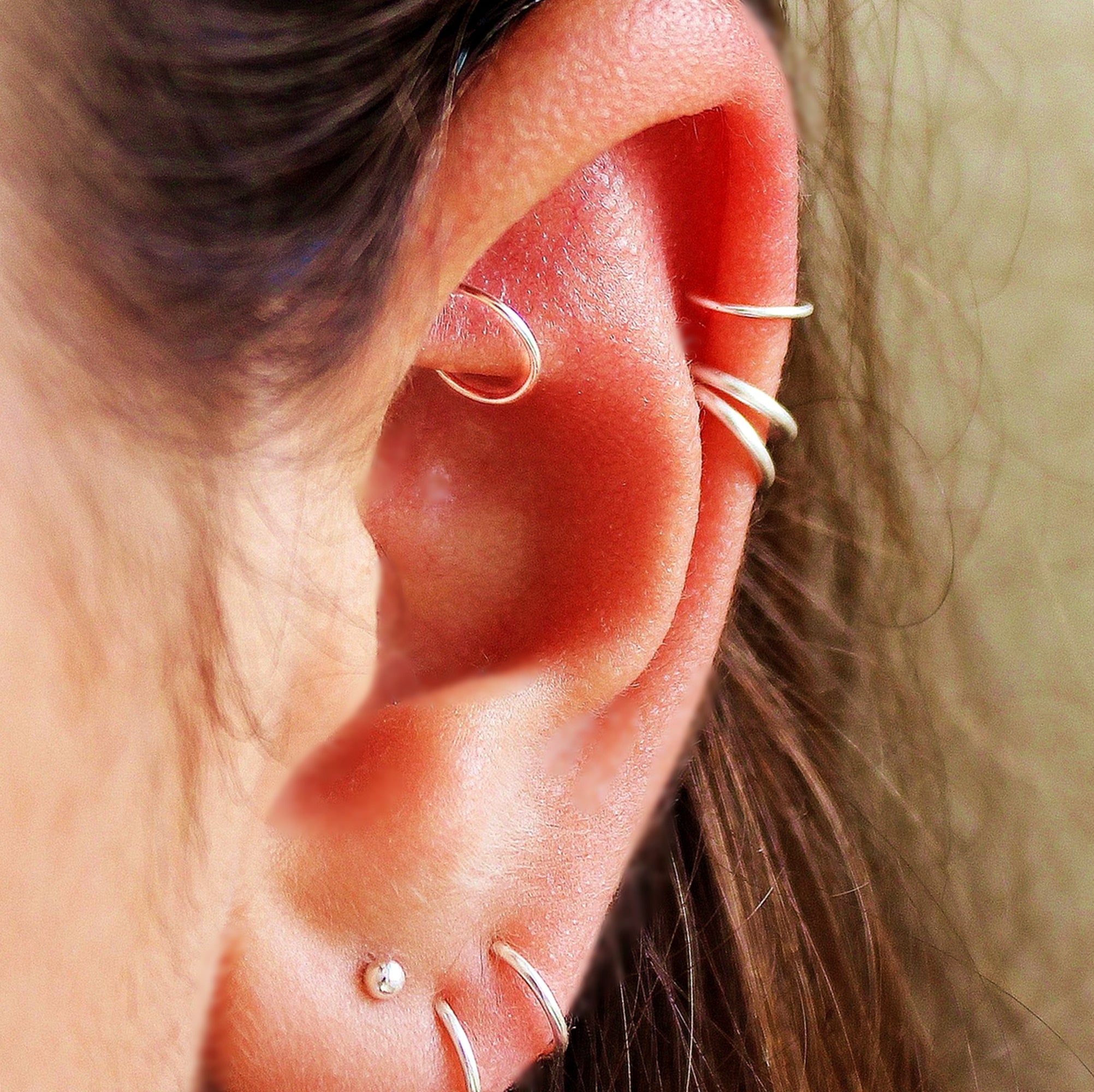 Single Hoop Rook Earring - Silver - TinyBox Jewelry