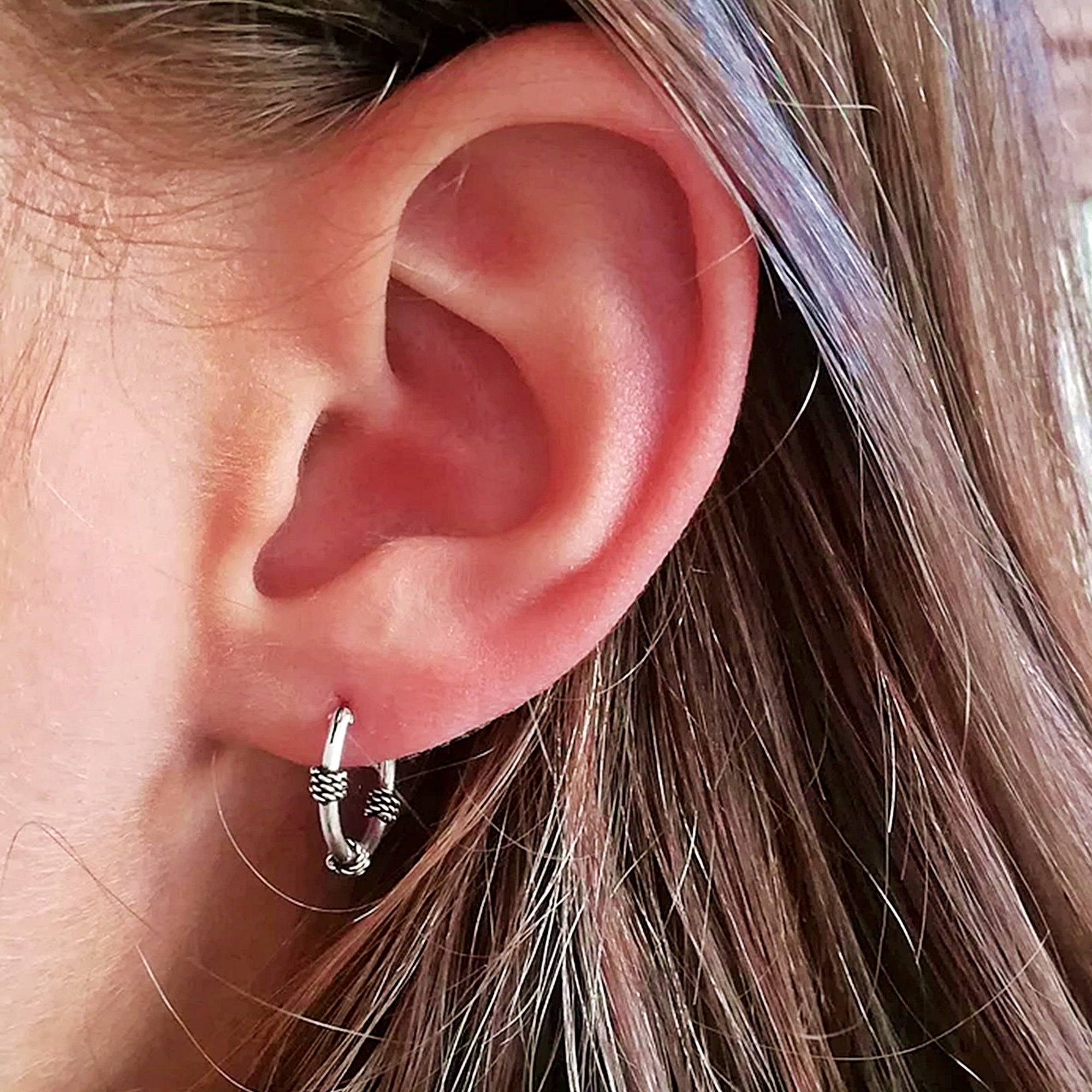 Small Hoop Earrings – Piercing Stud – Textured Design