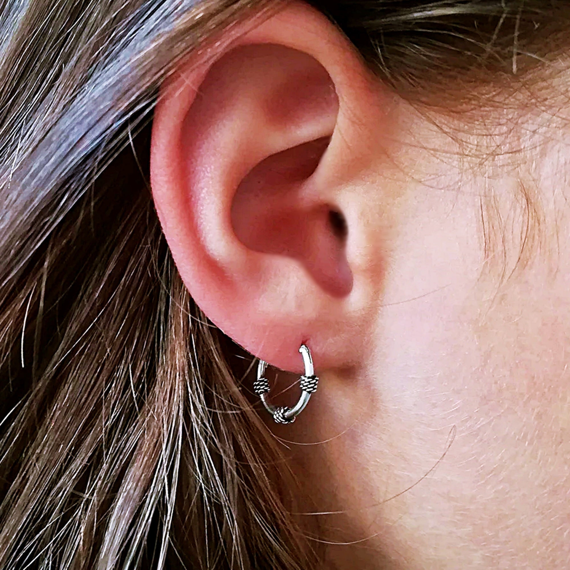 Small Hoop Earrings – Piercing Stud – Textured Design