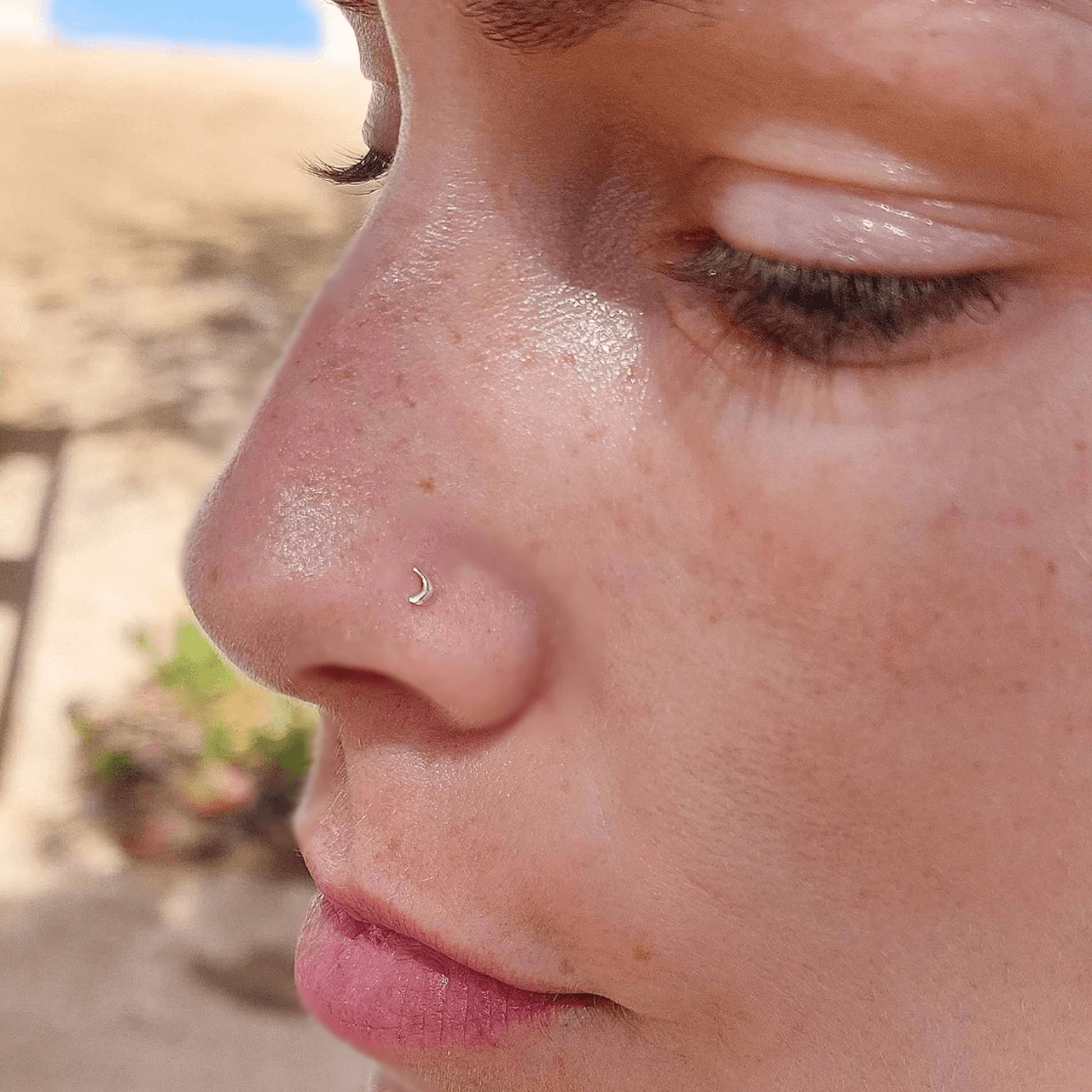 Crescent Moon Nose Stud - TinyBox Jewelry