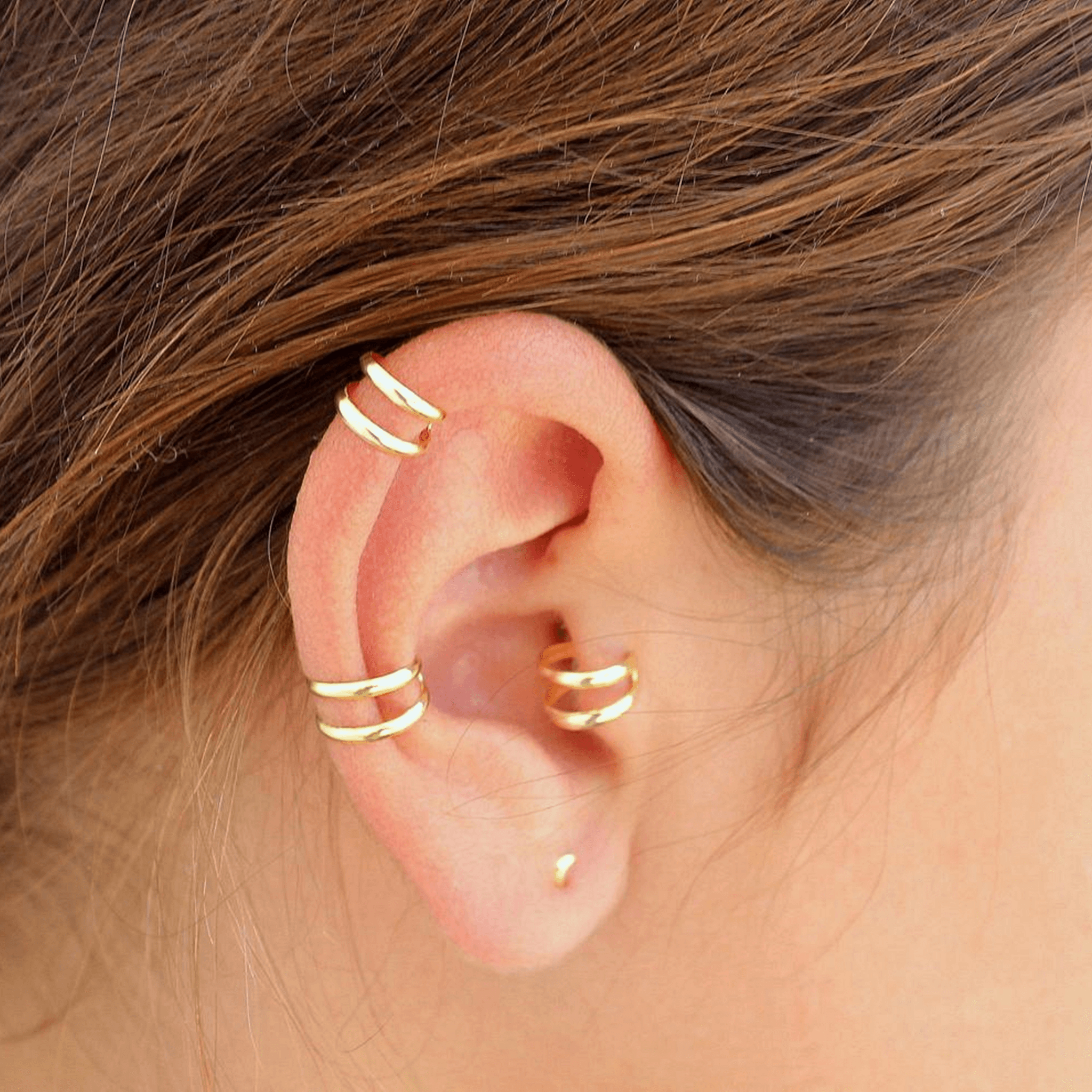 Piercing Earrings Two Hoops On Cartilage Double Hoop Earrings For