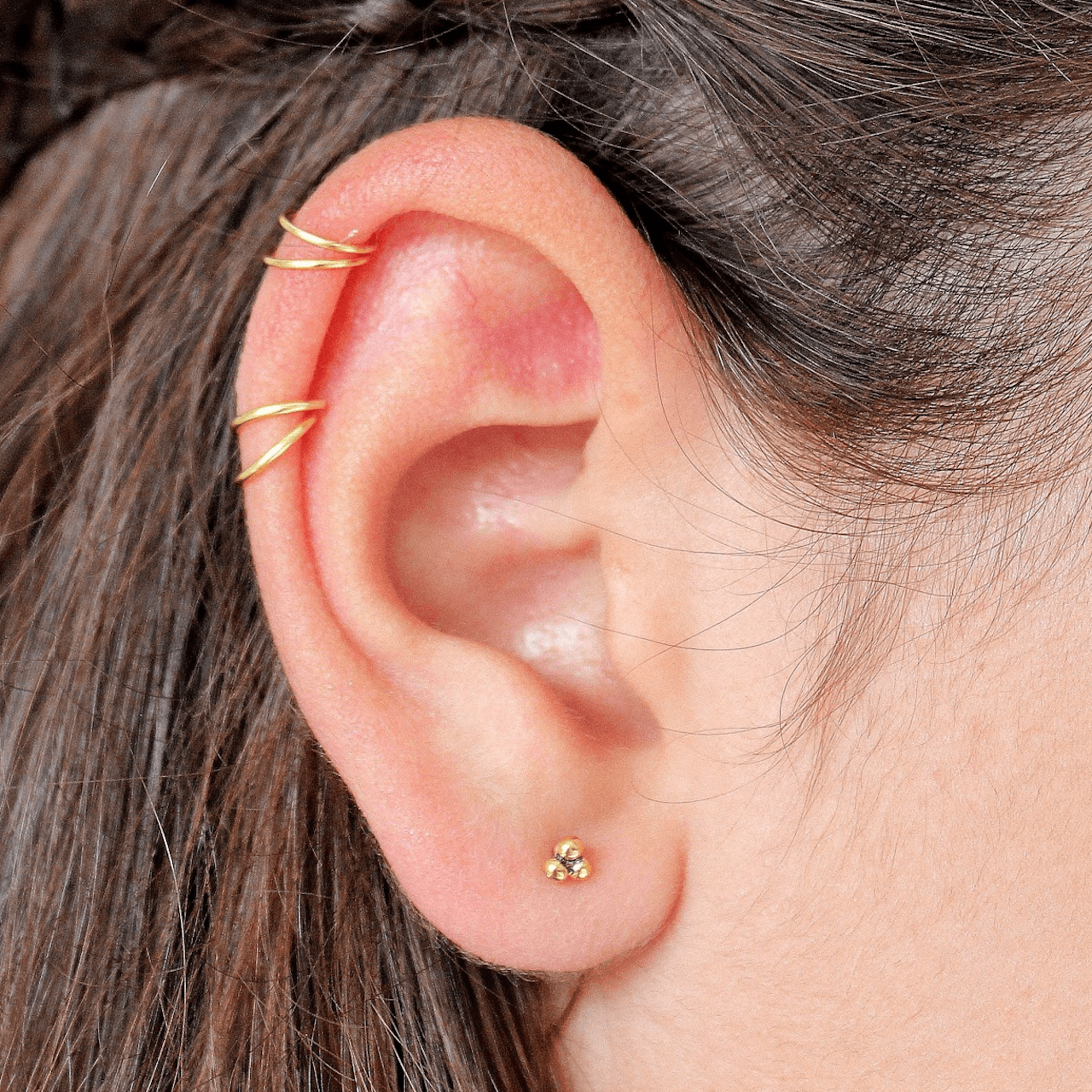 Double Hoop Helix Earring Gold - TinyBox Jewelry