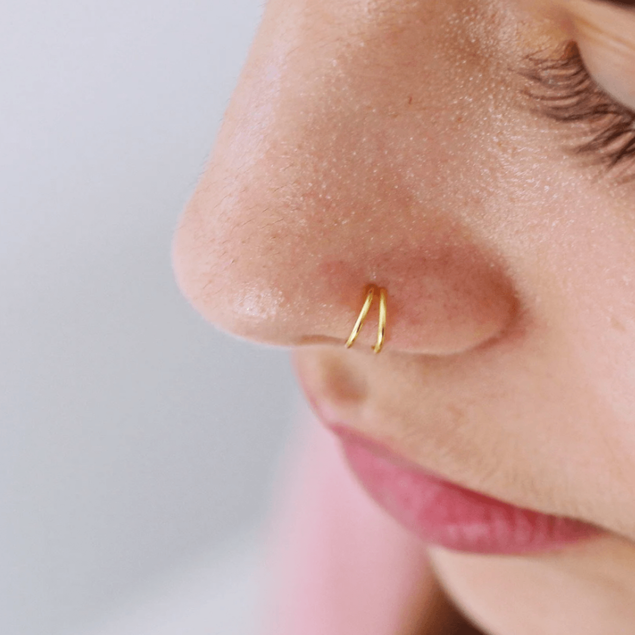 Double Hoop Nose Ring 14k - TinyBox Jewelry