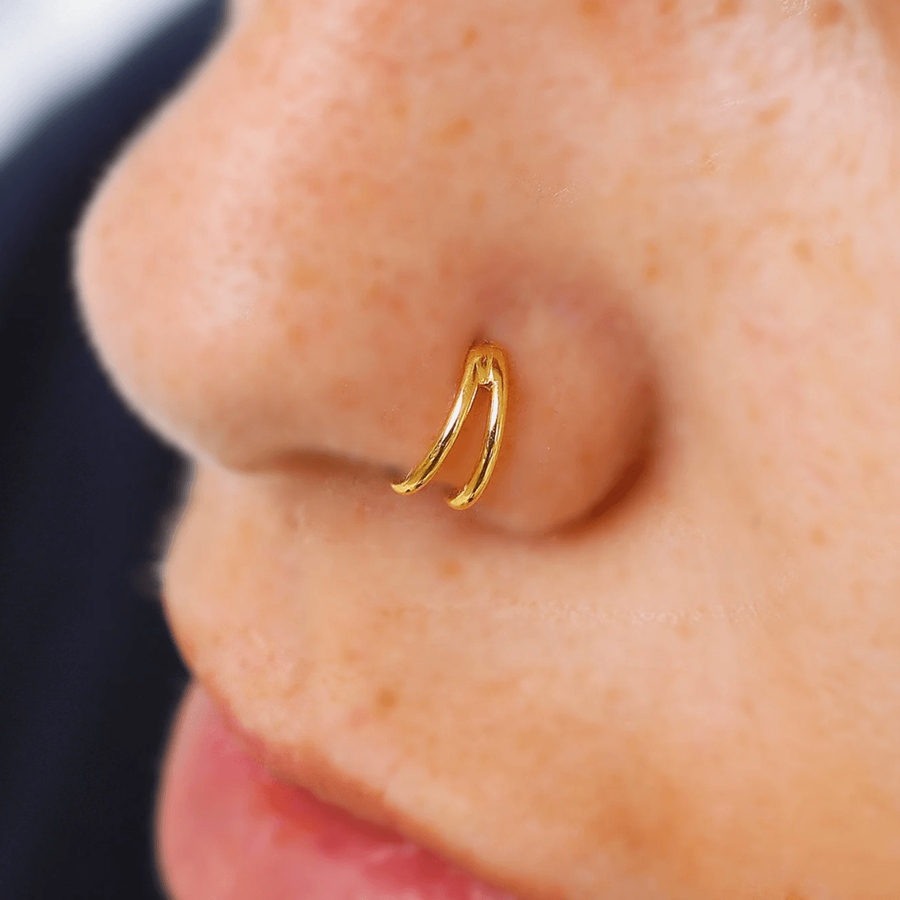 Double Hoop Nose Ring 9k Gold - TinyBox Jewelry