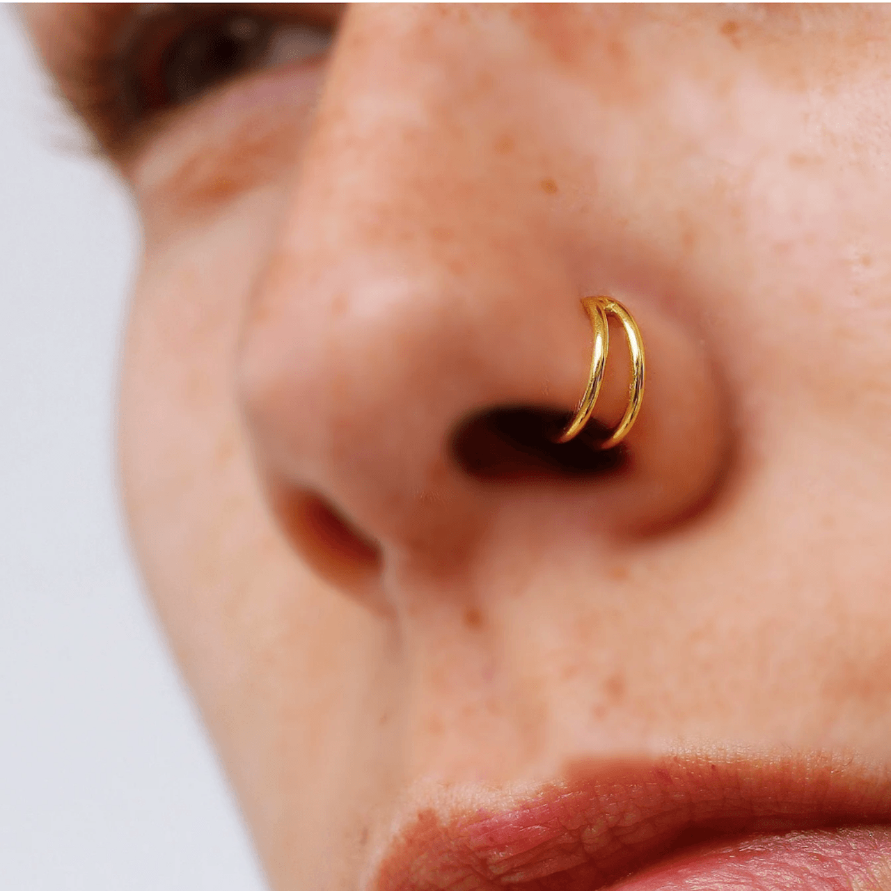 Double Hoop Nose Ring 9k Gold - TinyBox Jewelry