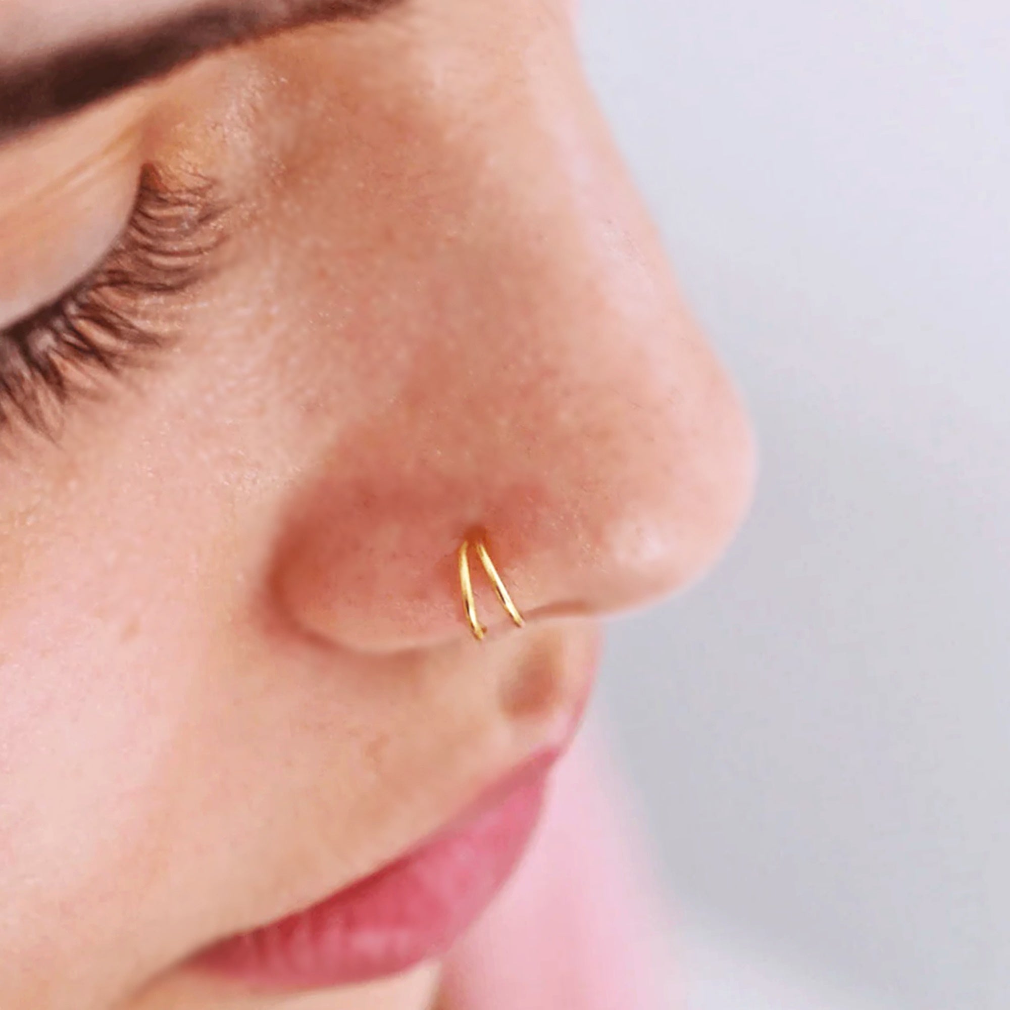 Double Hoop Nose Ring 9k Gold - TinyBox Jewelry