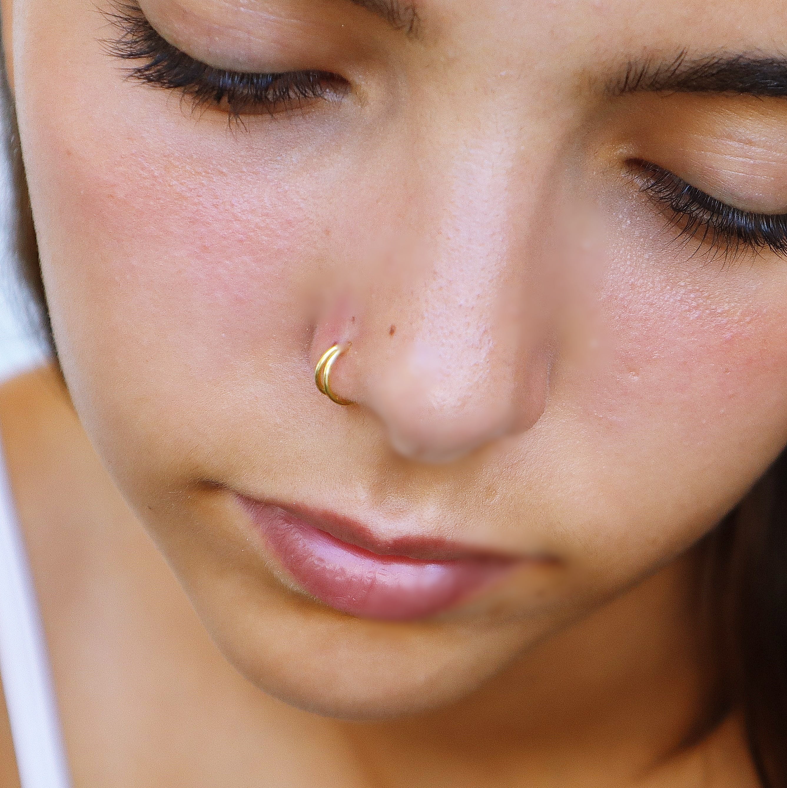 Double Hoop Nose Ring 9k Gold - TinyBox Jewelry