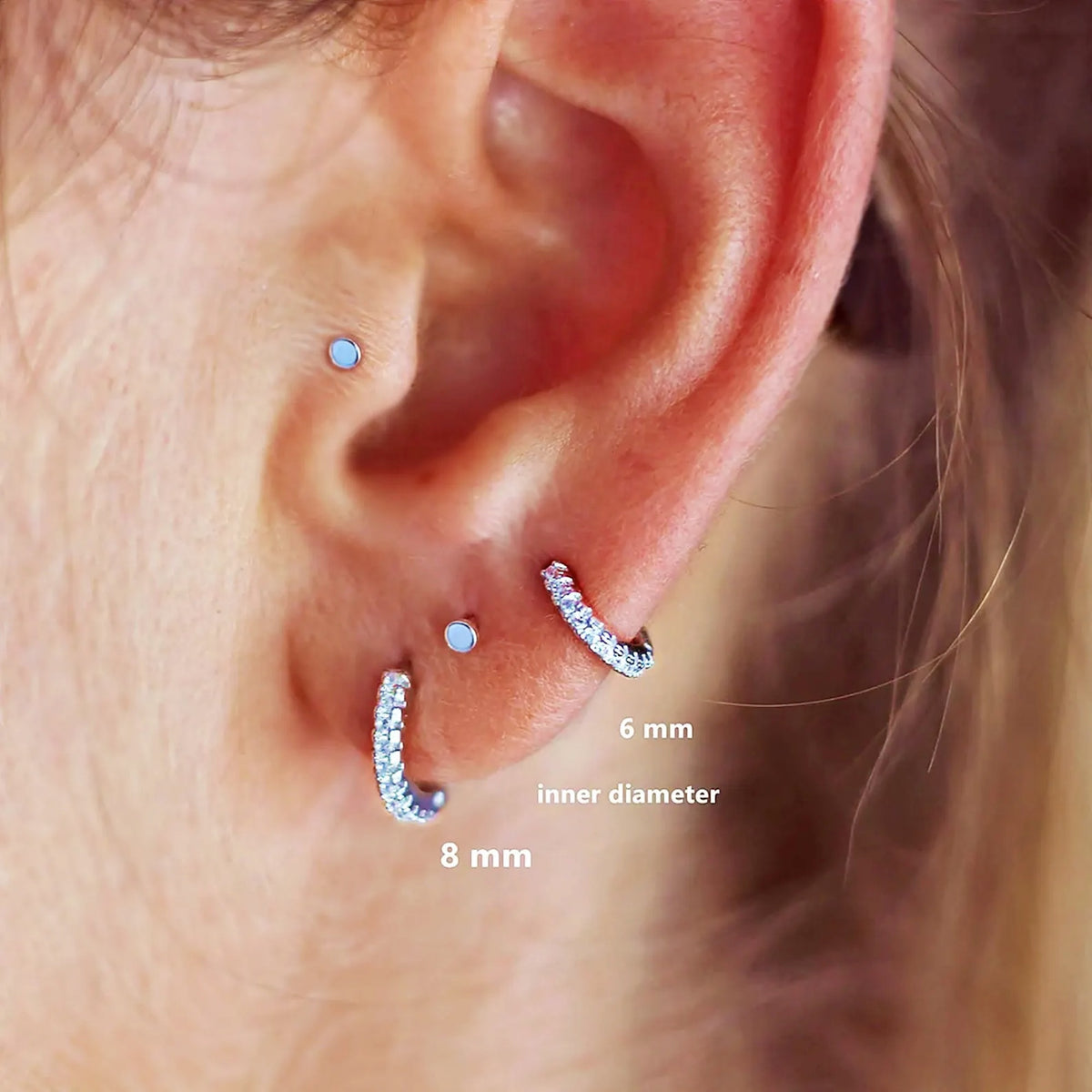 Dainty CZ Huggie – Piercing Stud – Polished Surface