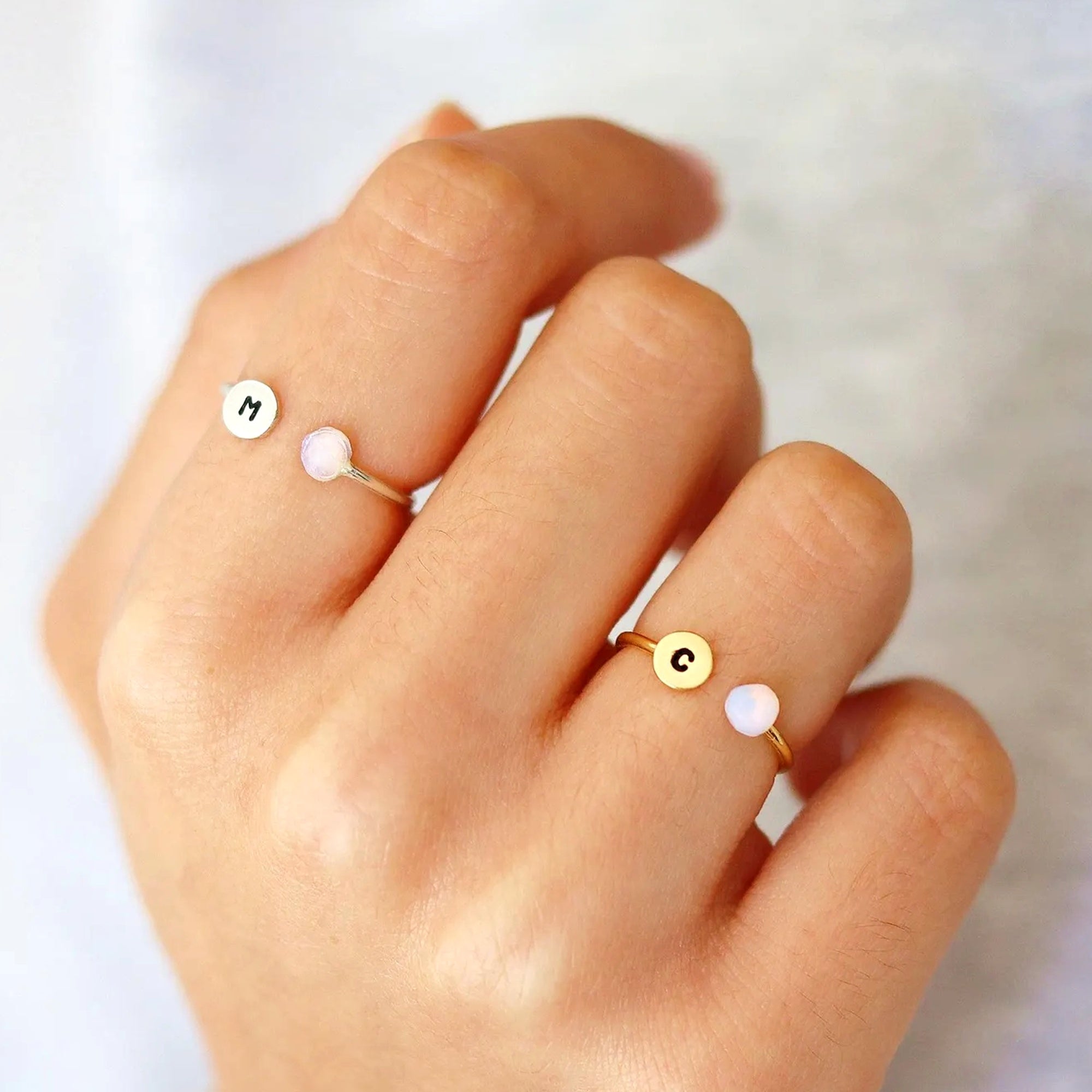 Dainty Initial Ring