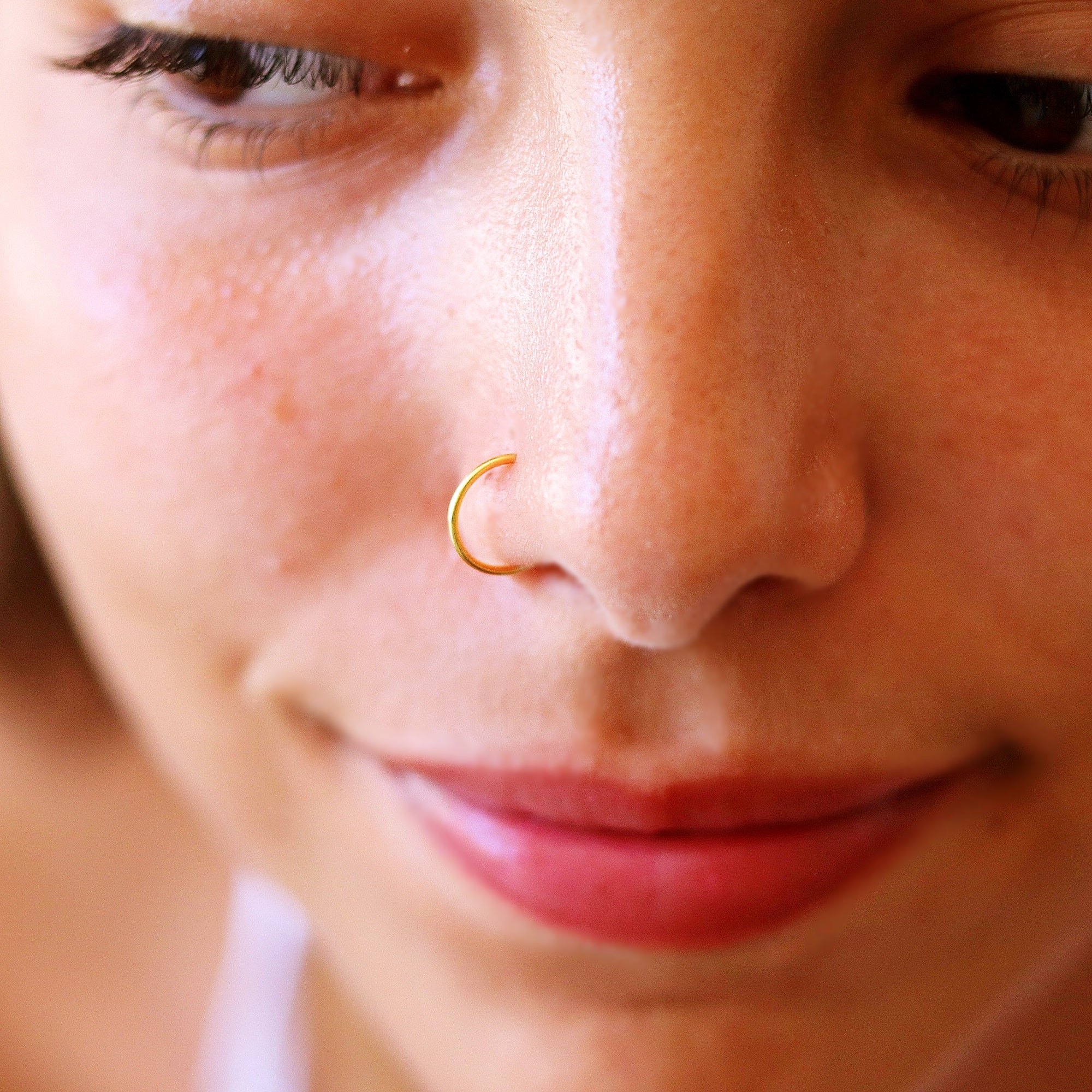 Single Hoop Nose Ring - Gold Vermeil