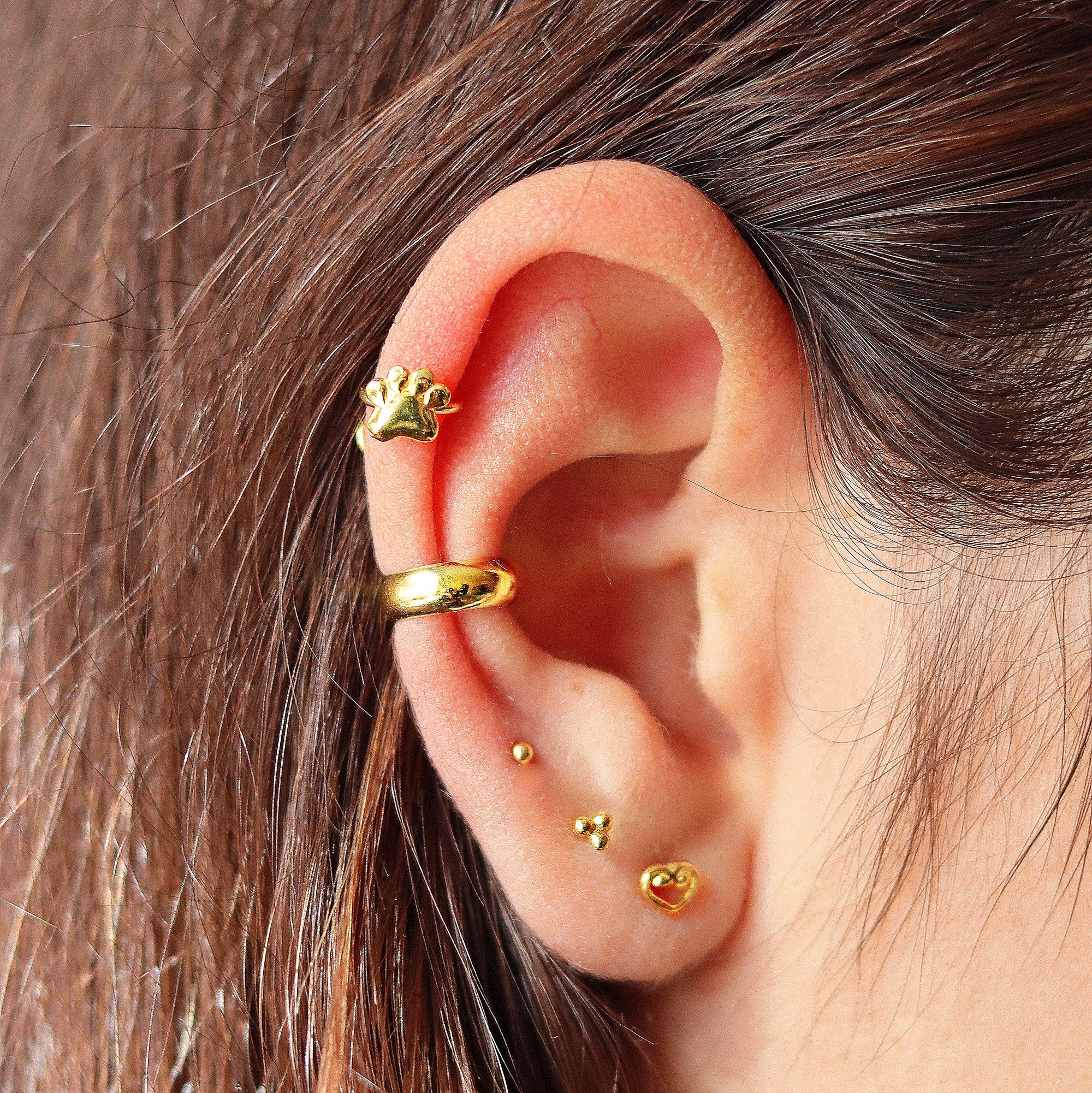 Paw Print Helix Earring, Helix Piercing