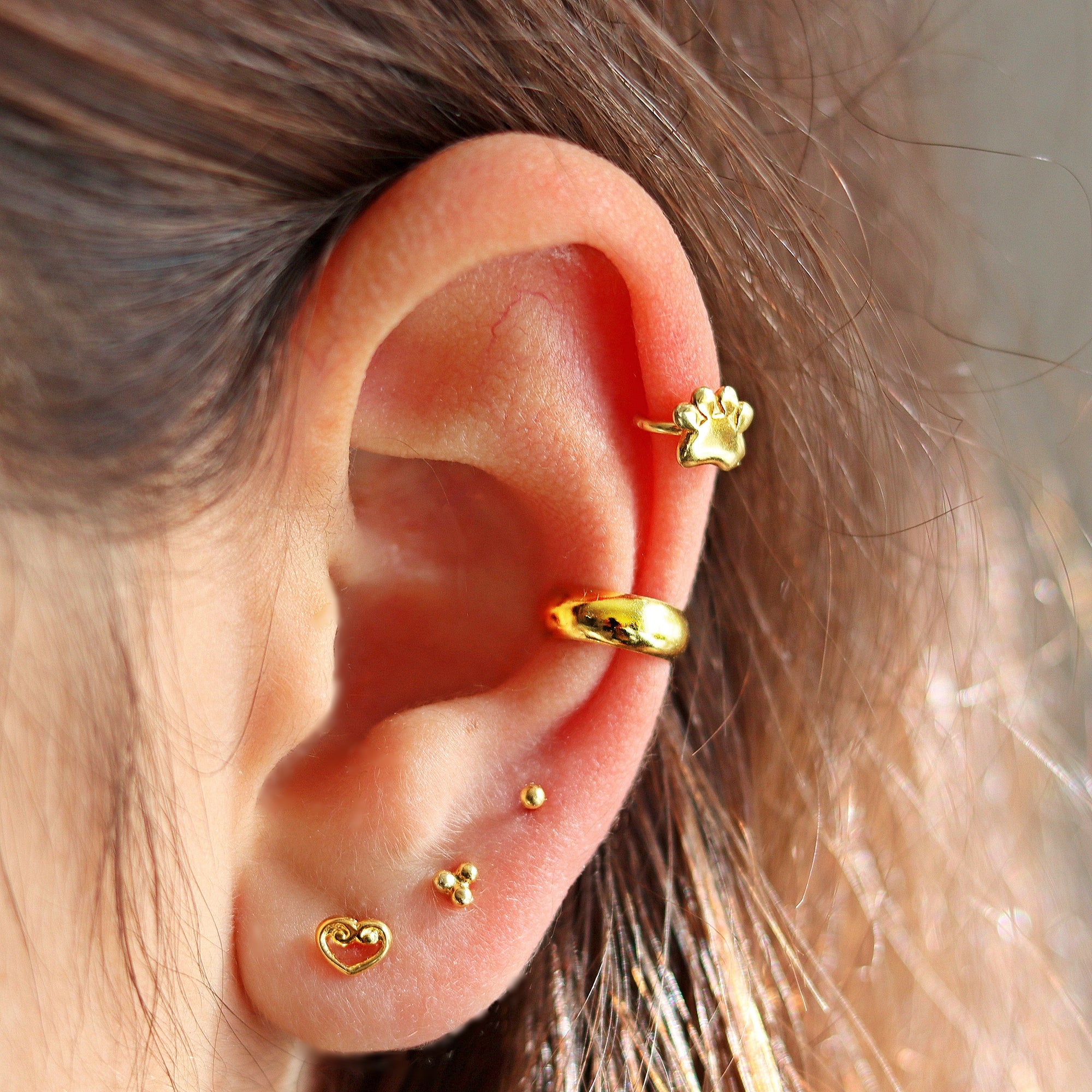 Paw Print Helix Earring, Helix Piercing