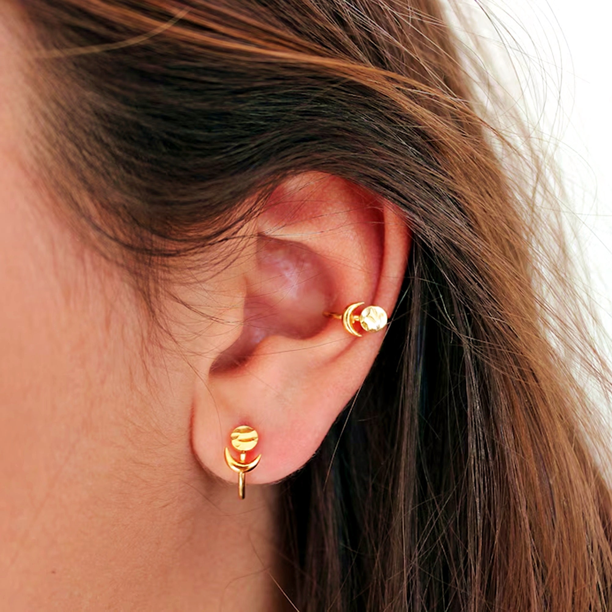 Moon Ear Cuff,  Fake Conch Piercing