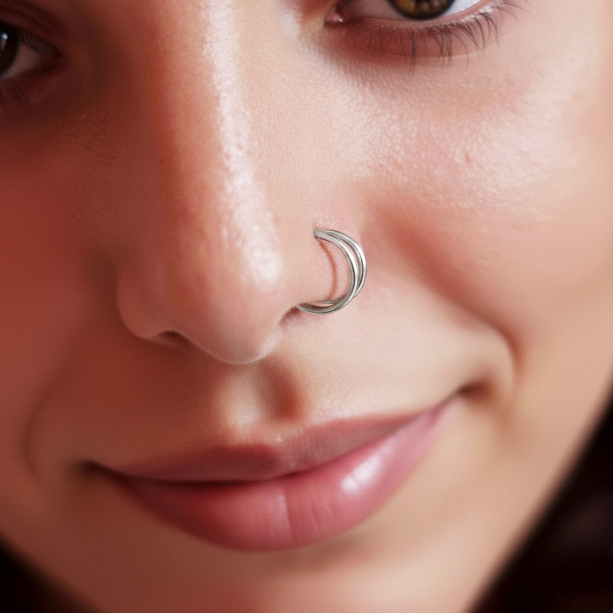 Double Nose Ring Hoop, Sterling Silver Nose Ring