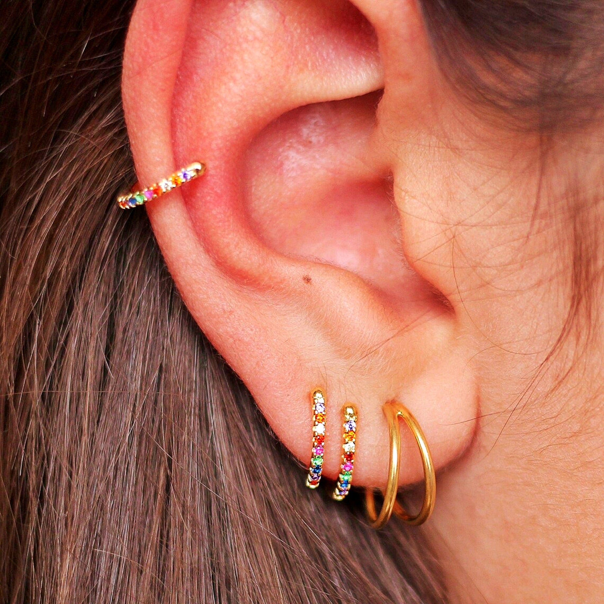 RAINBOW CZ EAR CUFF